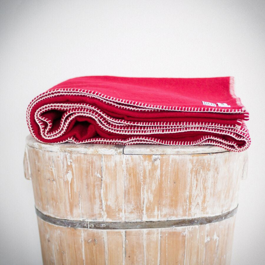 Cheerful Cherry, Exquisite Wool Blankets colour of the week.