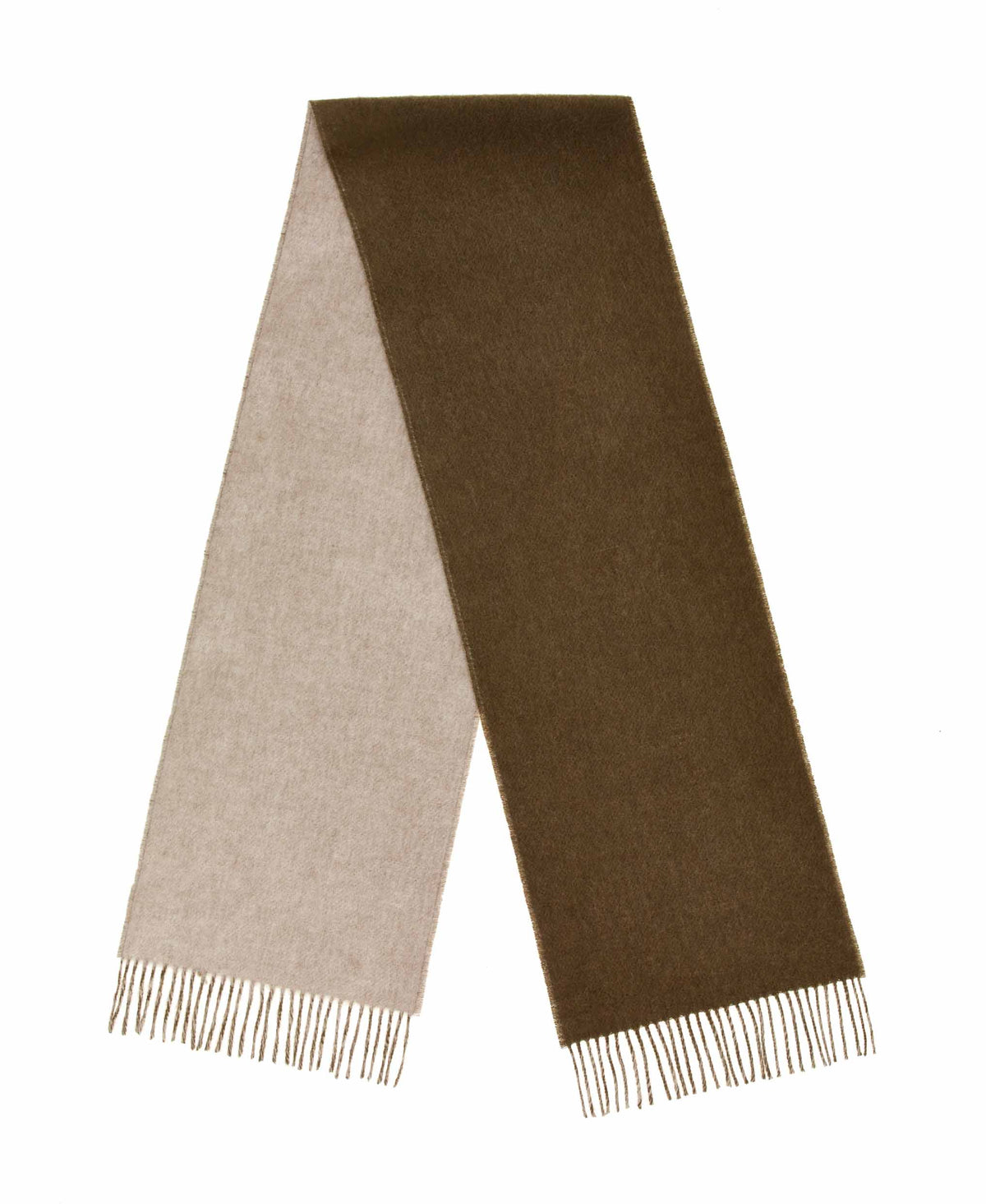 Double Face Army Green & Natural 100% Merino Scarf