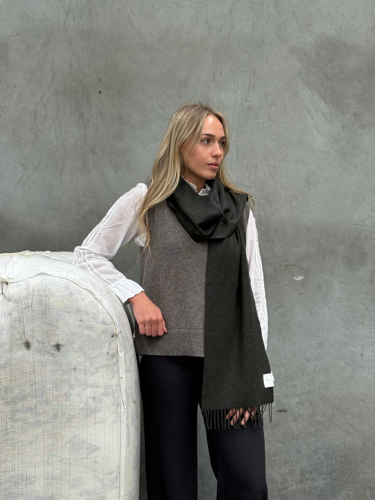 Dark Moss 100% Merino Scarf