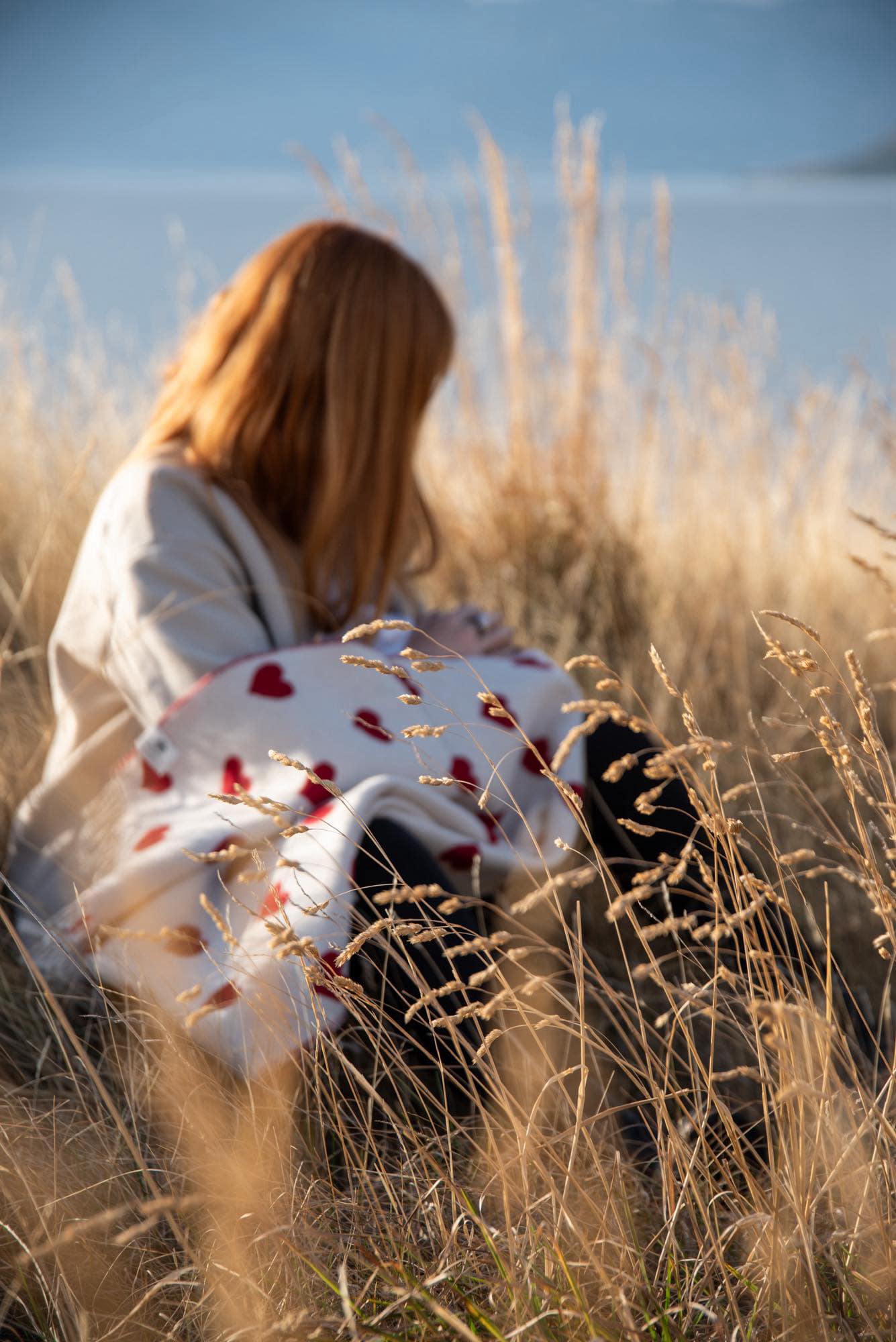 Hearts Baby Blanket Red & White 100% Merino