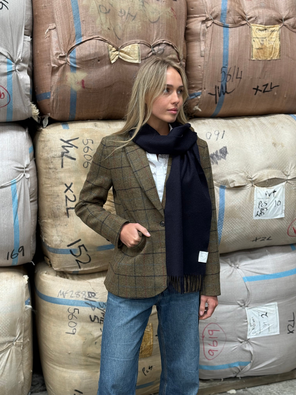 Navy 100% Merino Scarf