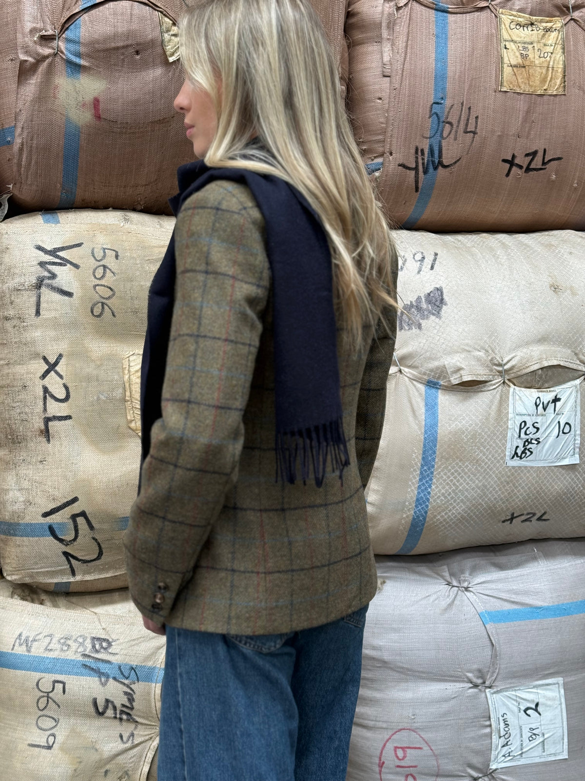 Navy 100% Merino Scarf