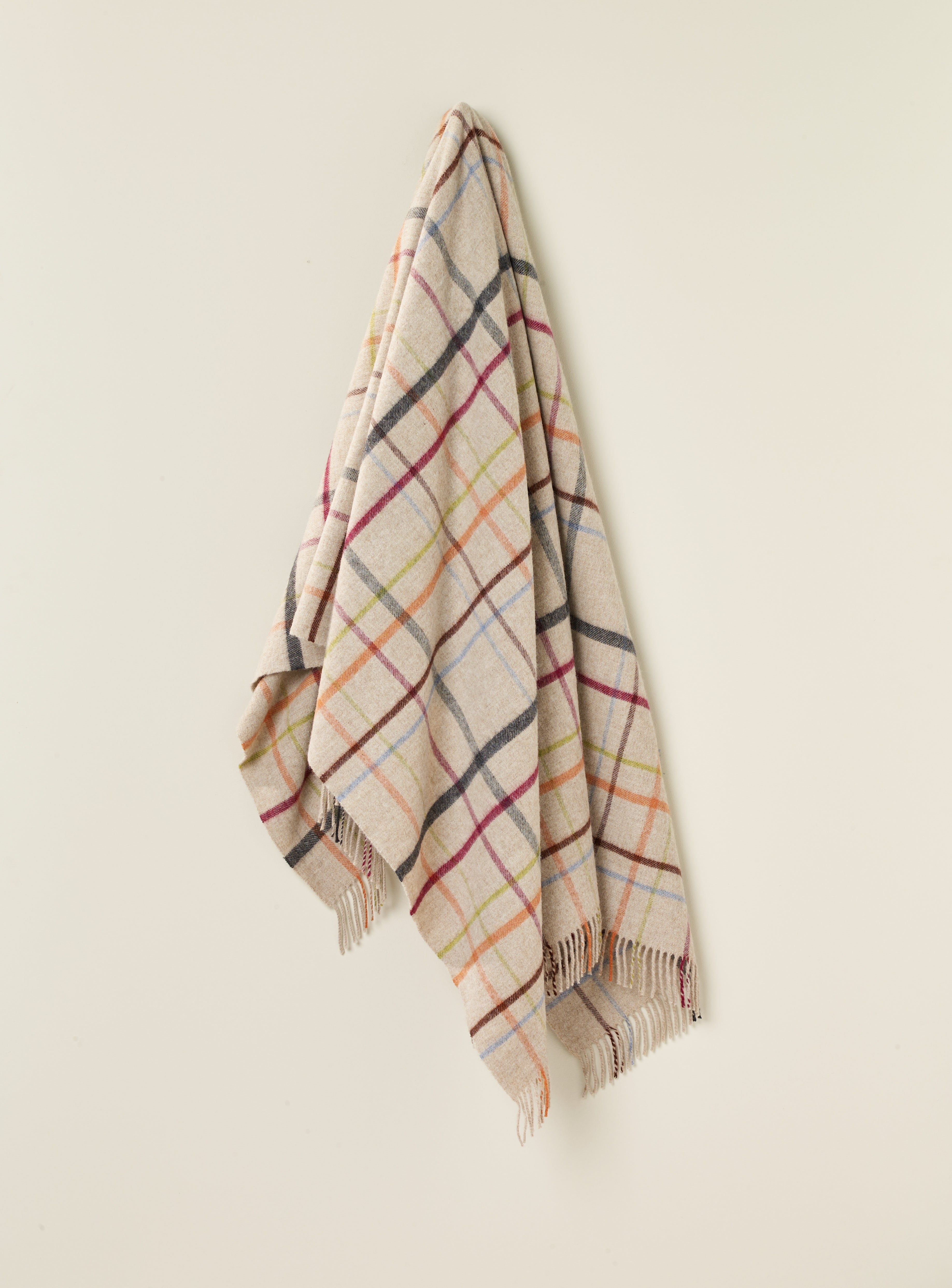 Windowpane Beige Multi 100% Merino Throw