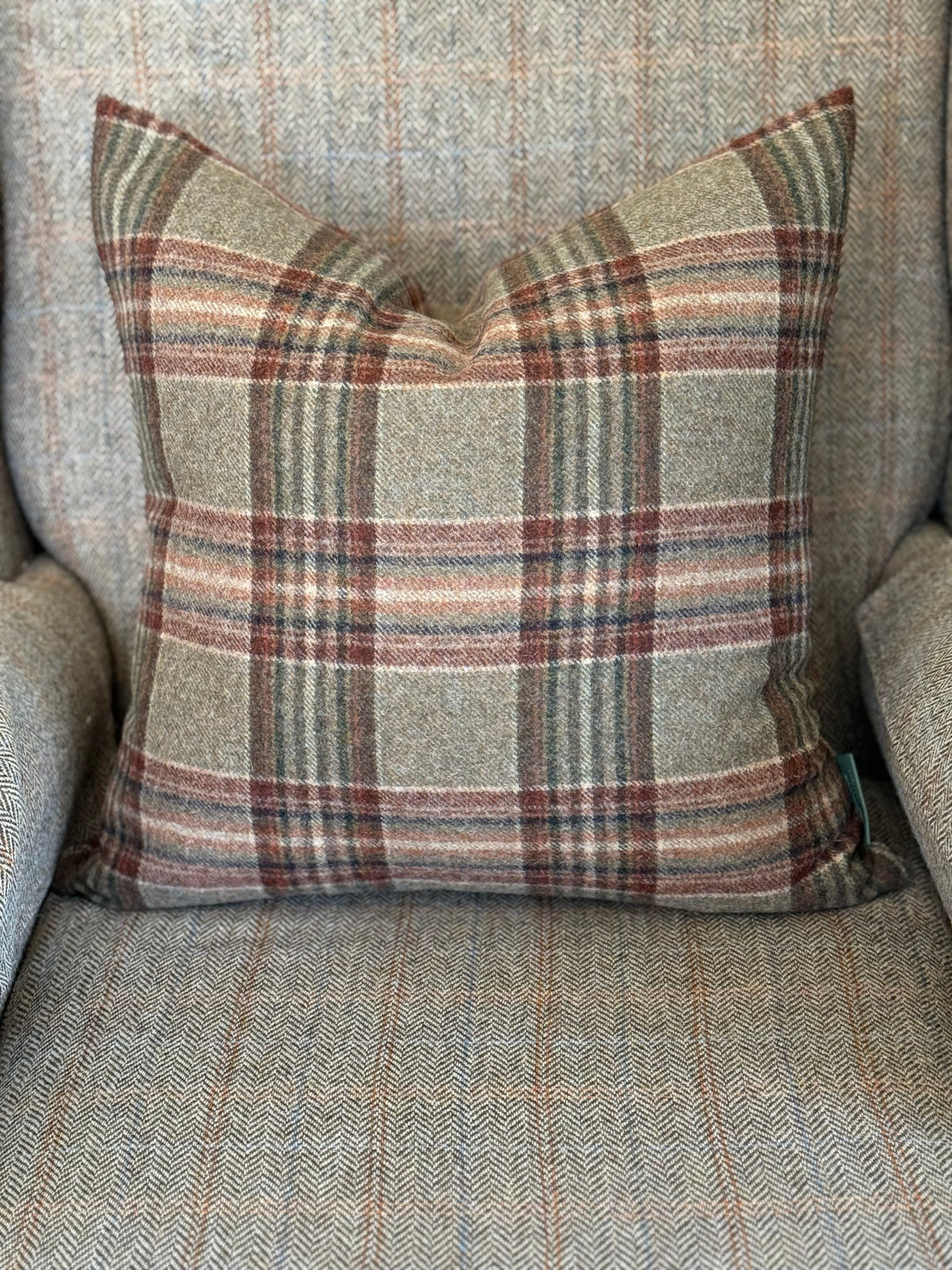 The Heritage Cushion Cover - Coates Sage & Red
