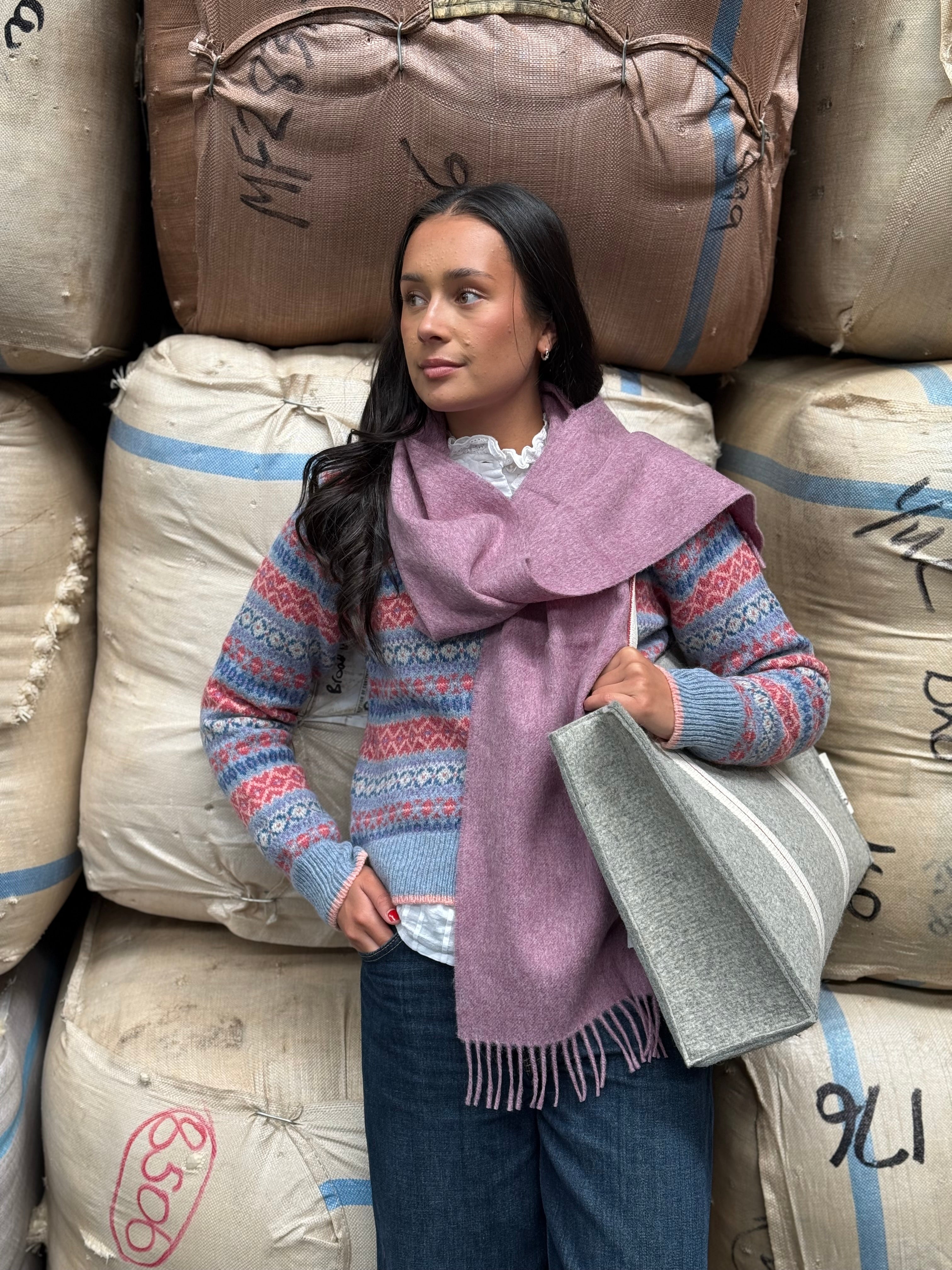 Dusky Rose 100% Merino Scarf