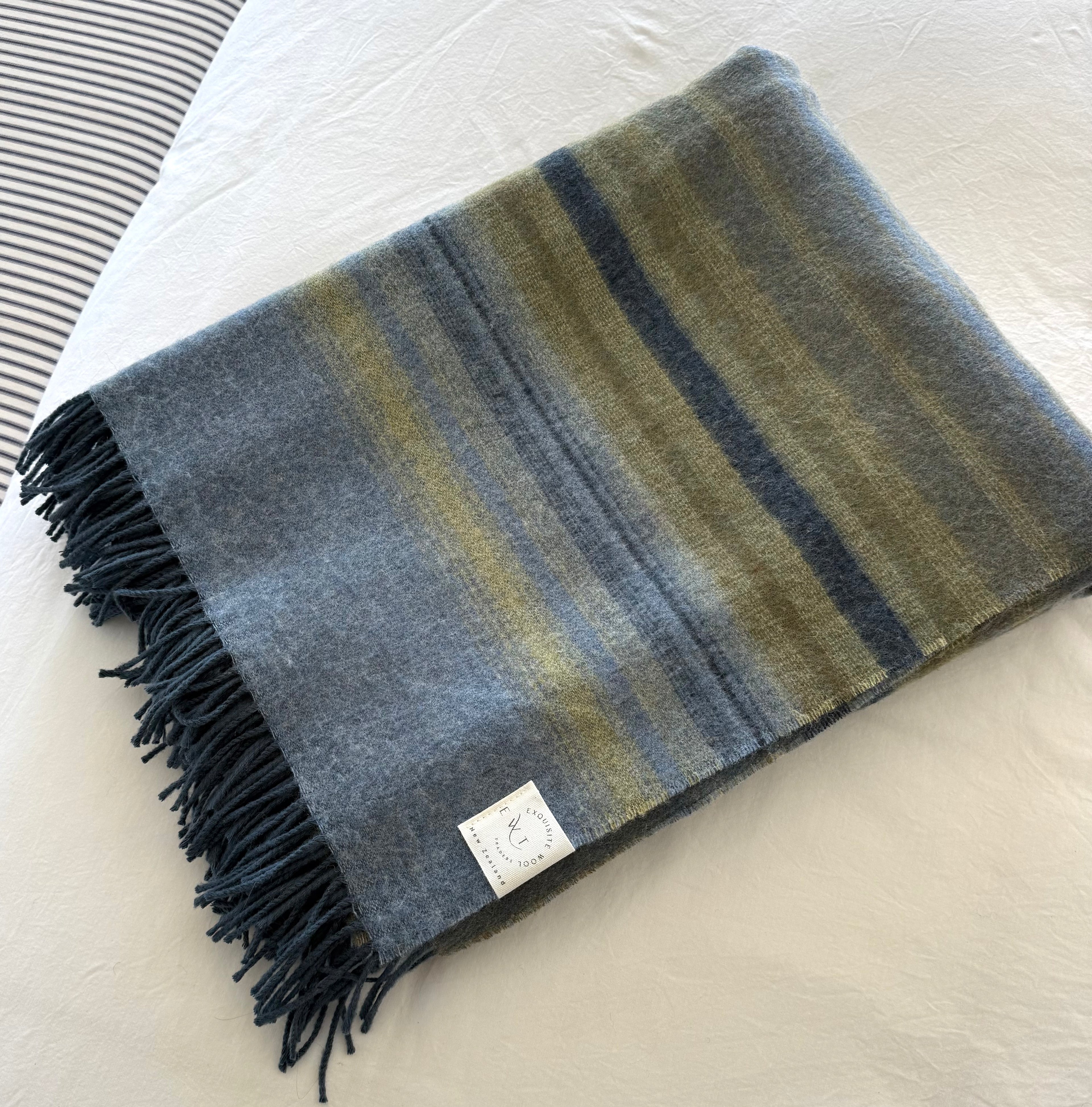 Ombre Avocado & Blue Merino Throw