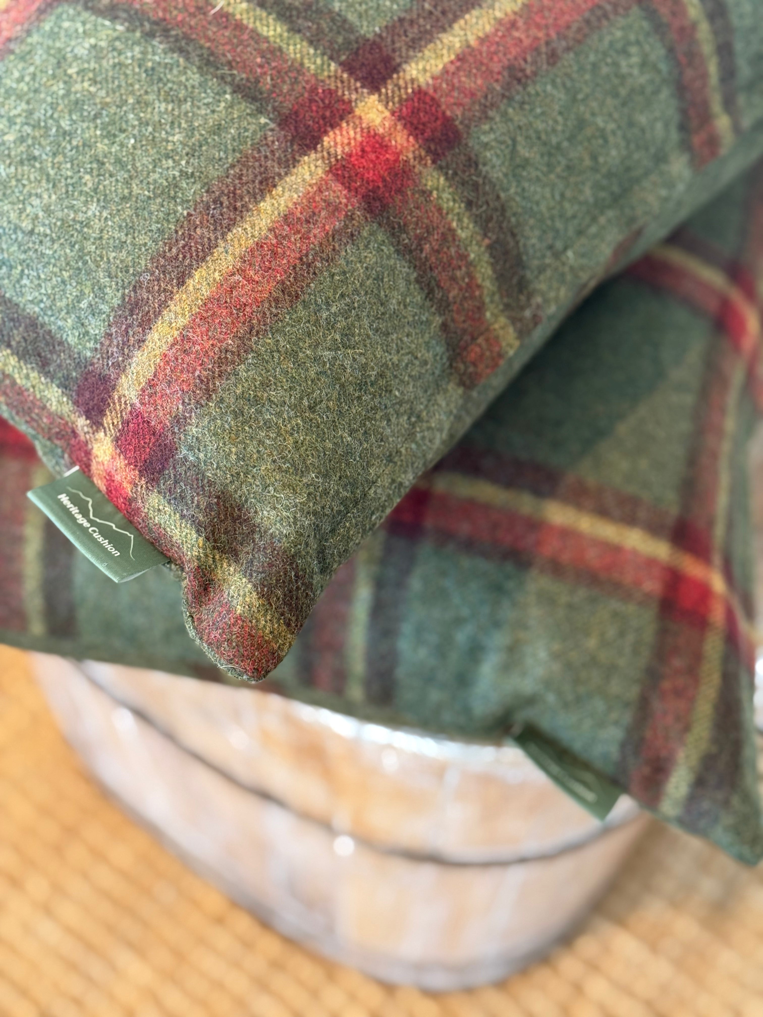 The Heritage Cushion - Windowpane Forest Green