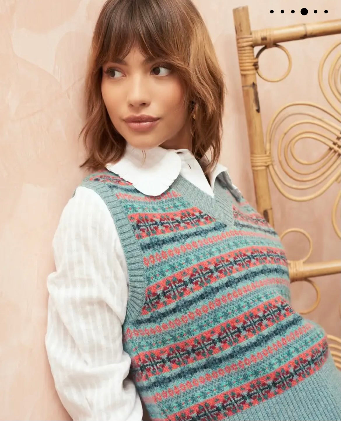 Brora Merino Fair Isle Vest Topaz 100% Merino