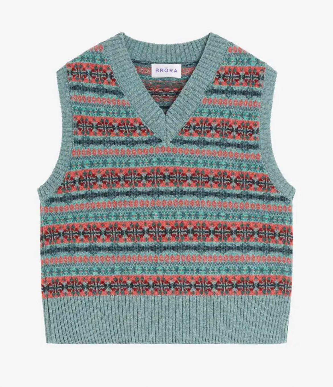 Brora Merino Fair Isle Vest Topaz 100% Merino