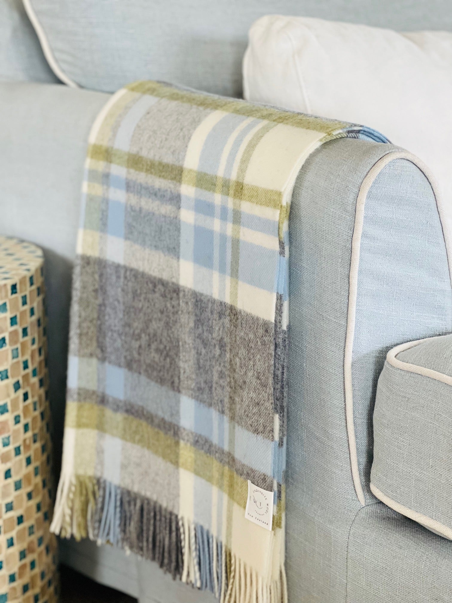 Portree Duck Egg 100% Merino Throw - Exquisite Wool Traders