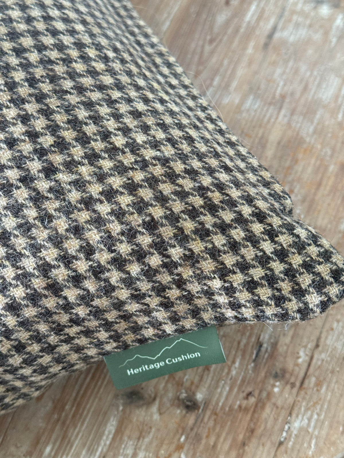 The Heritage Cushion Cover - Hounstooth Camel and Chocolate