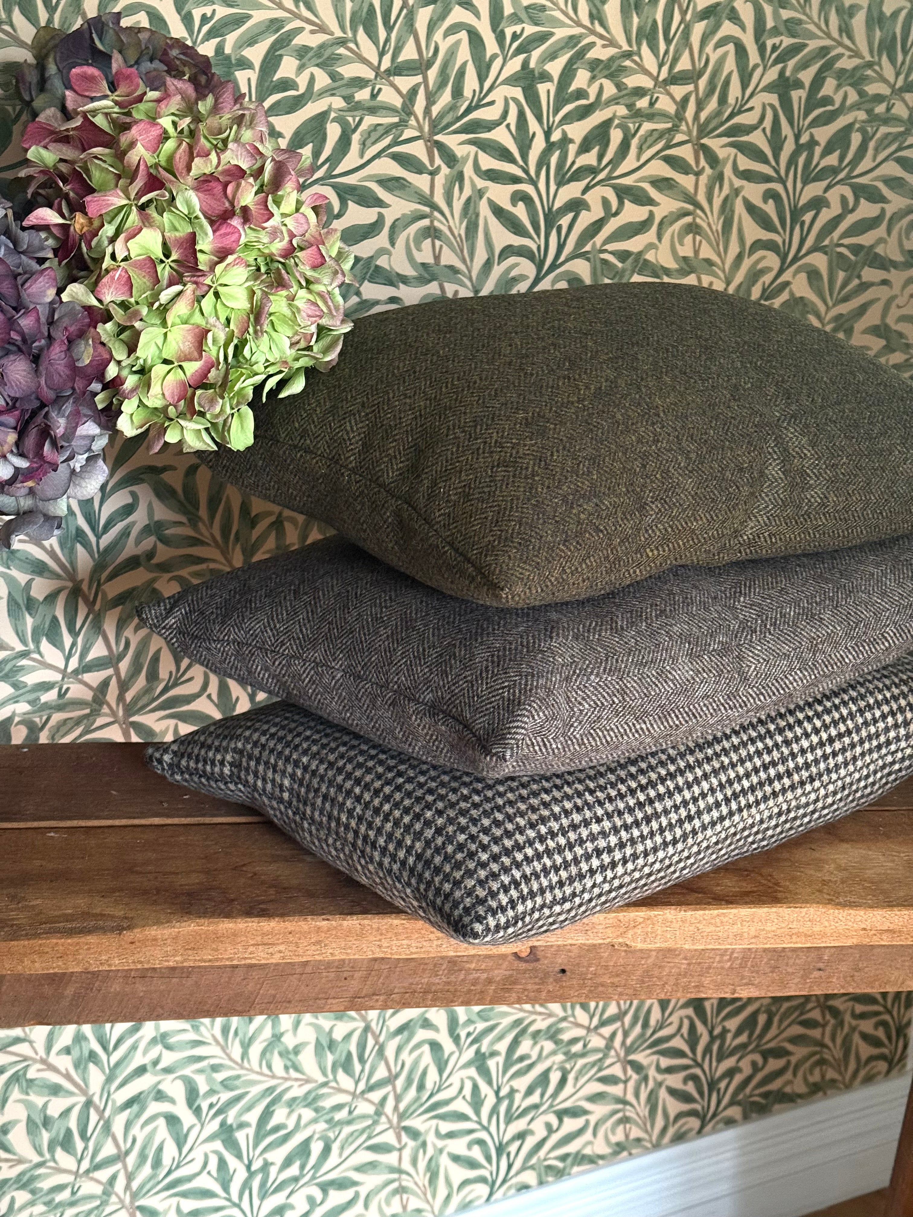 The Heritage Cushion - Herringbone Dark Green