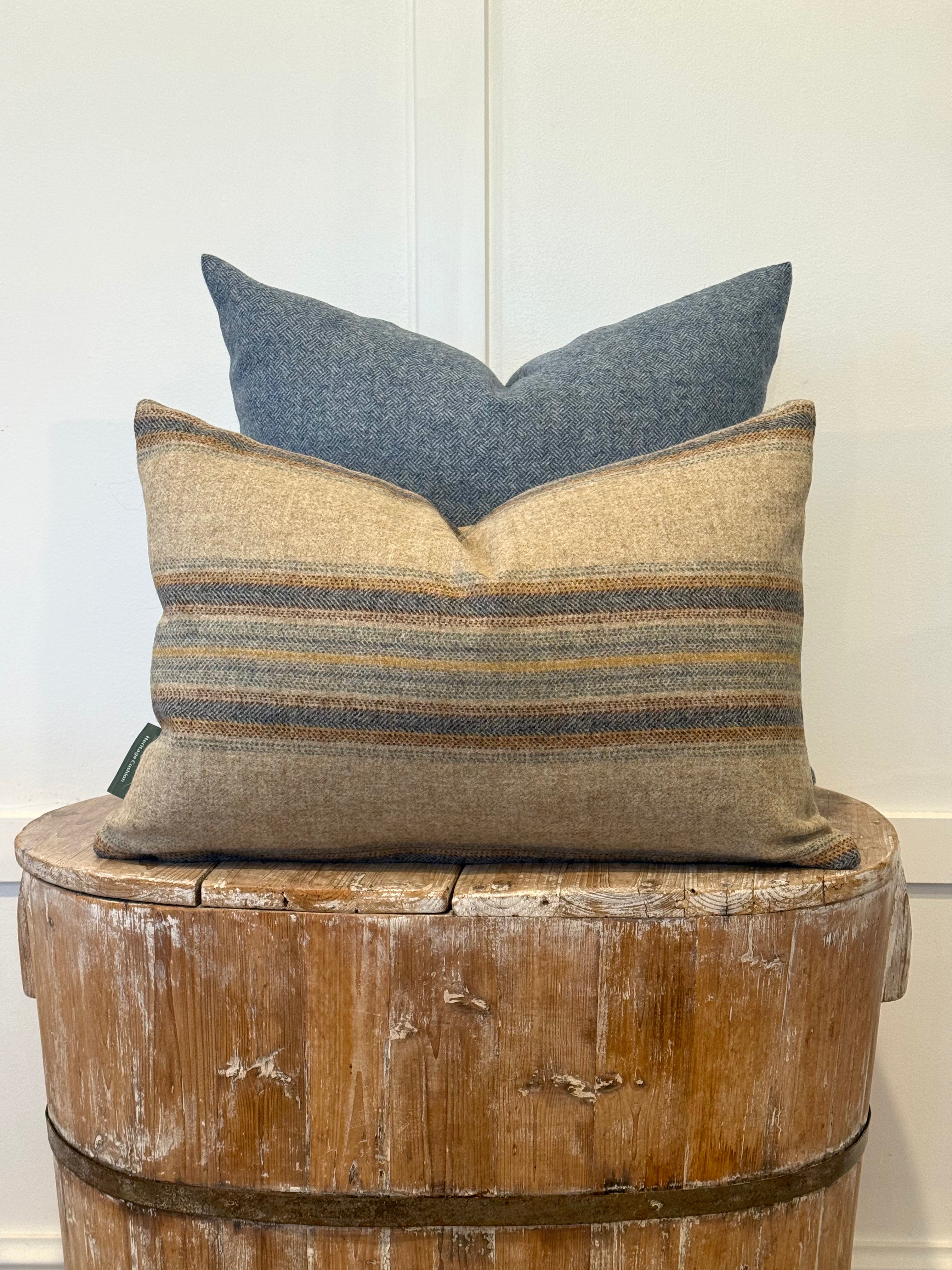 The Heritage Cushion Cover - Wentworth Stripe Natural Denim