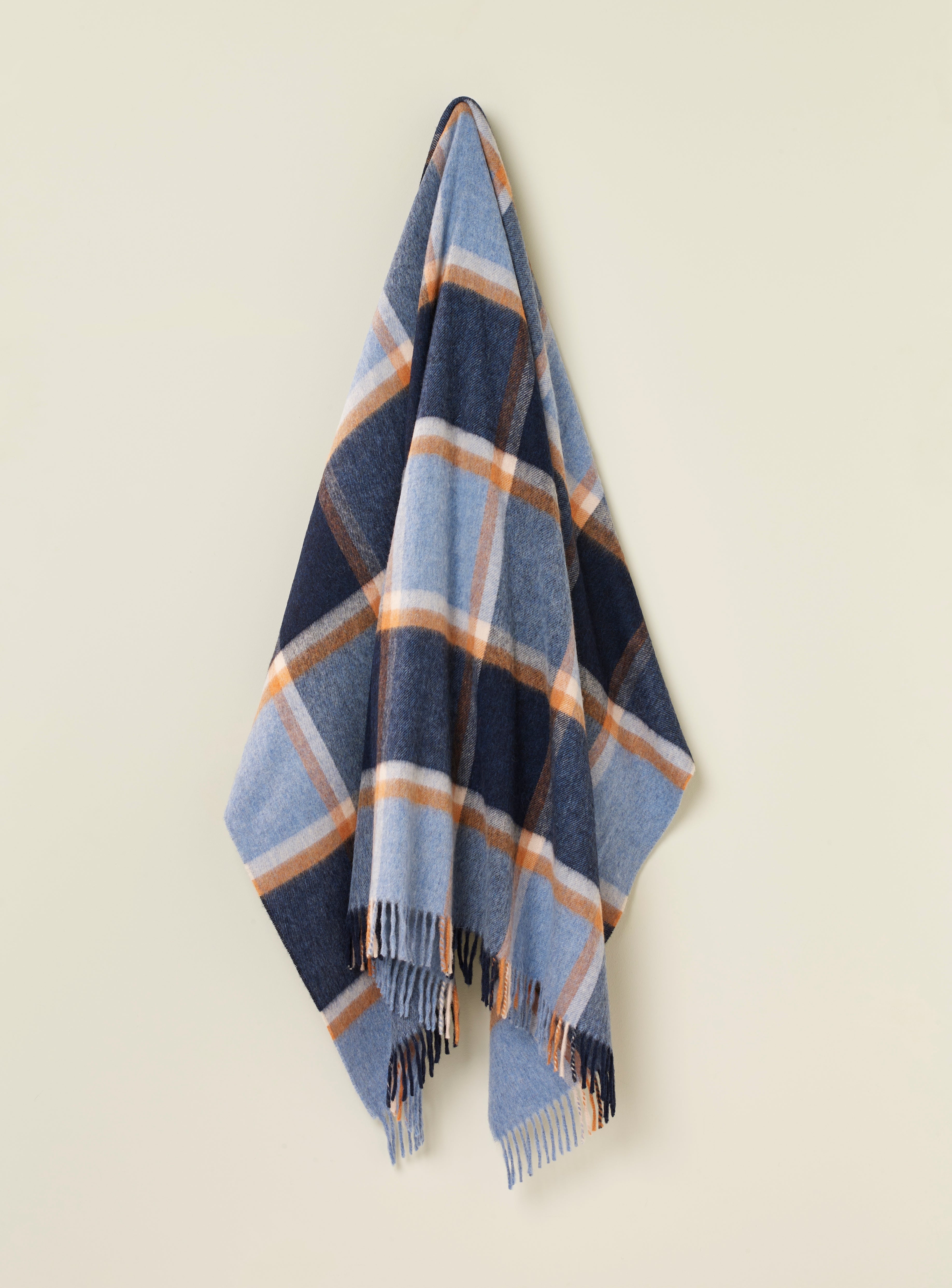 Windowpane Blue & Orange 100% Merino Throw