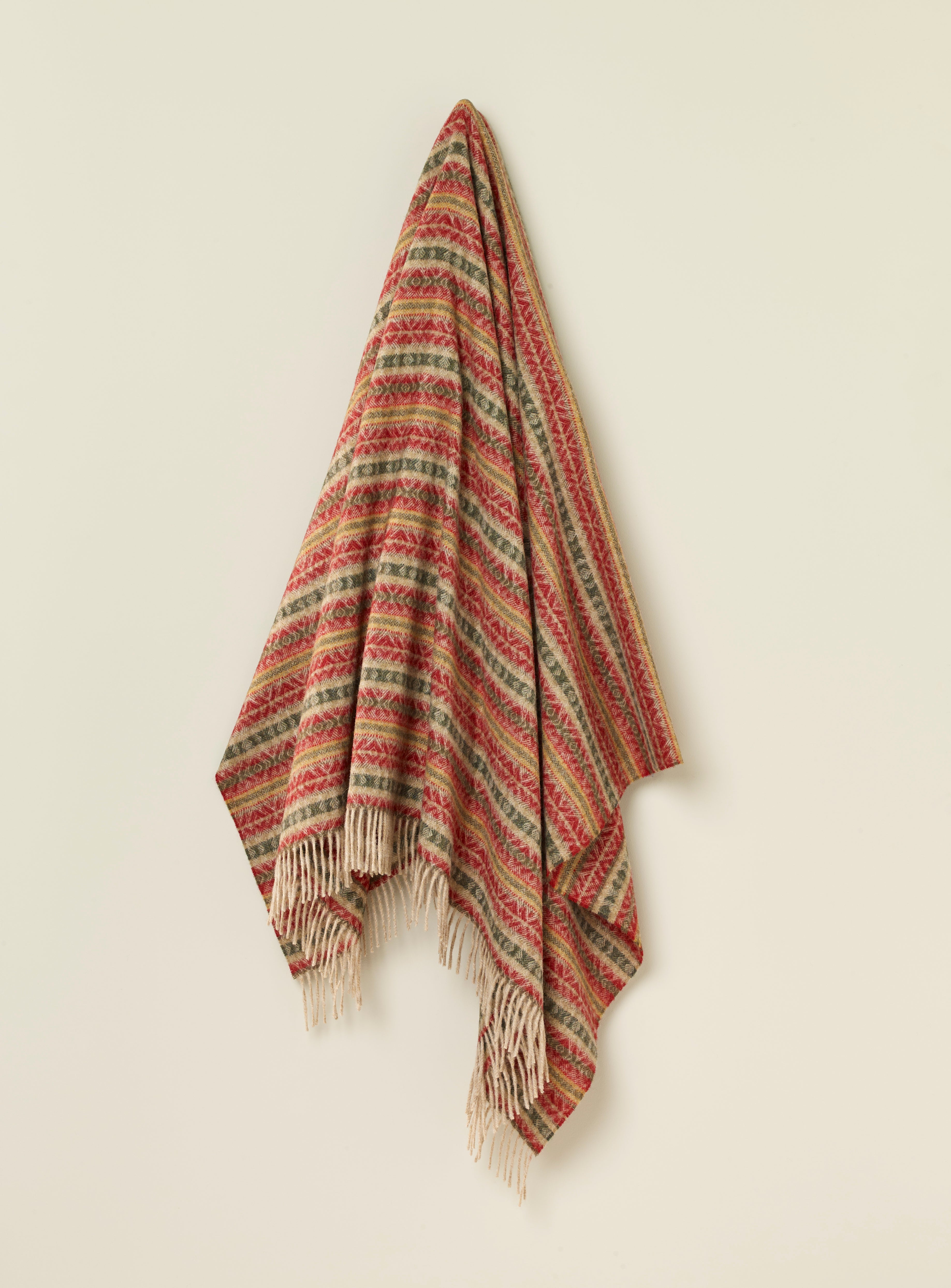 Ayr Red and Olive NZ Wool Throw