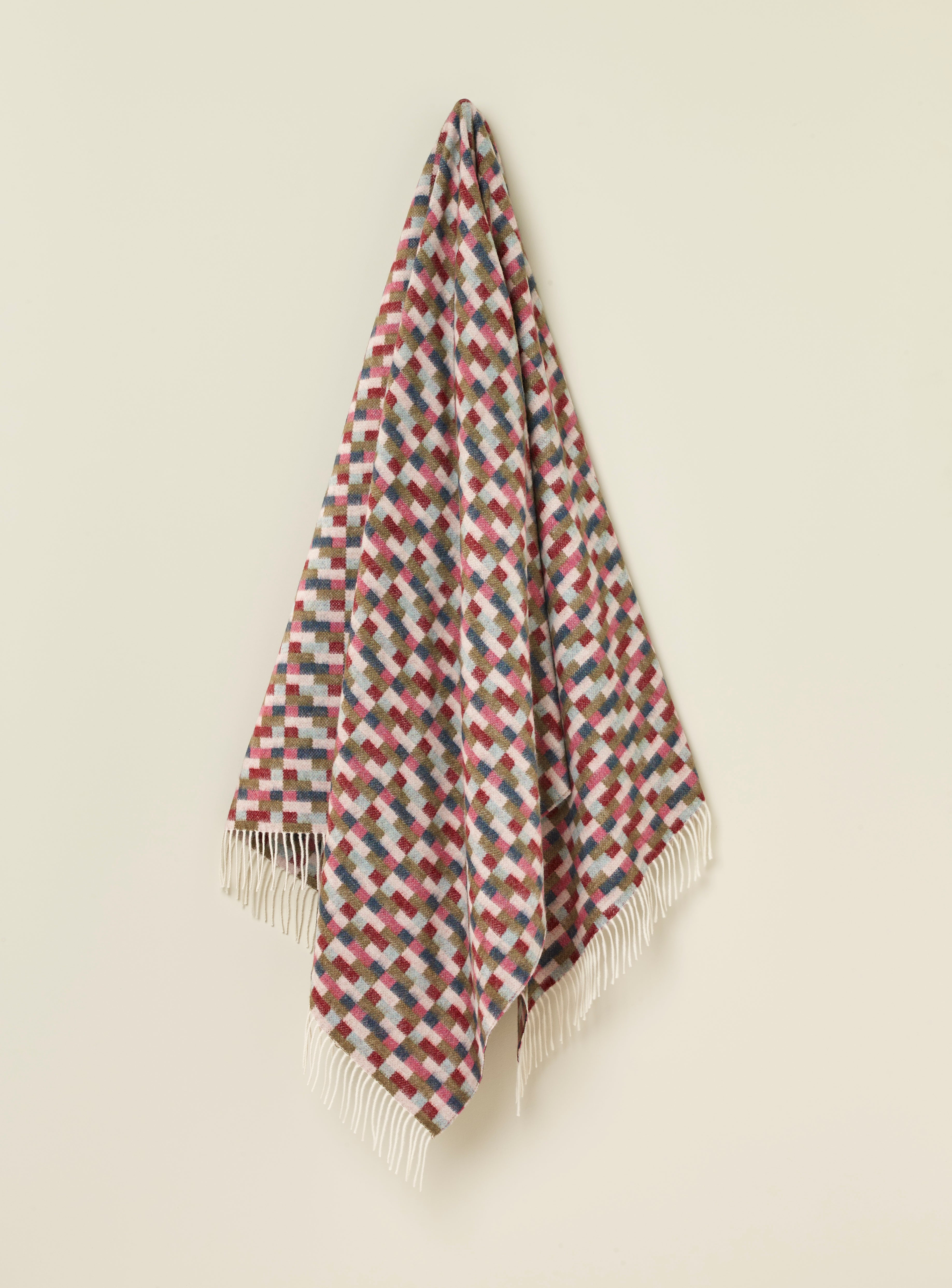 Bricks Pink & Khaki 100% Merino Throw