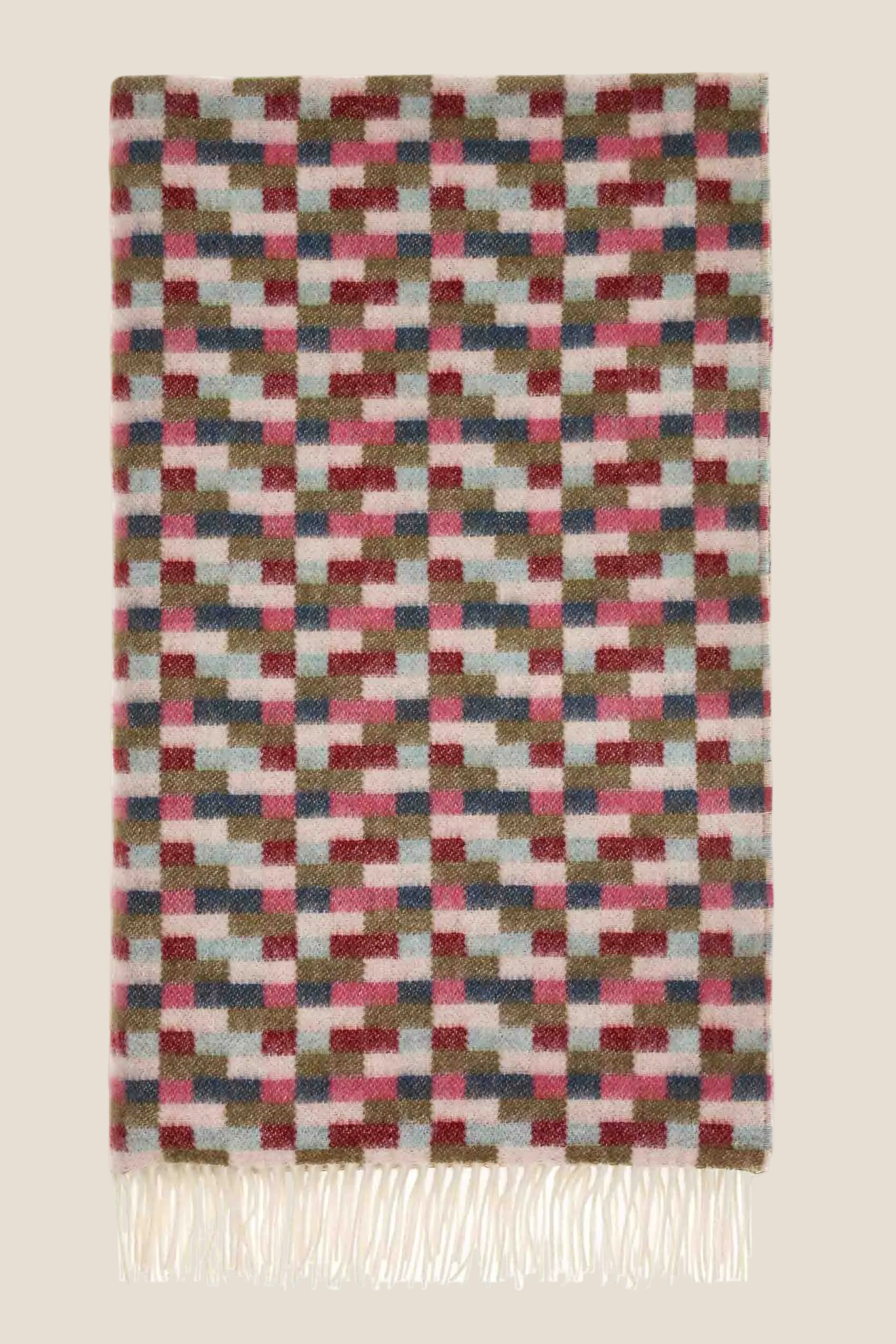 Bricks Pink & Khaki 100% Merino Throw