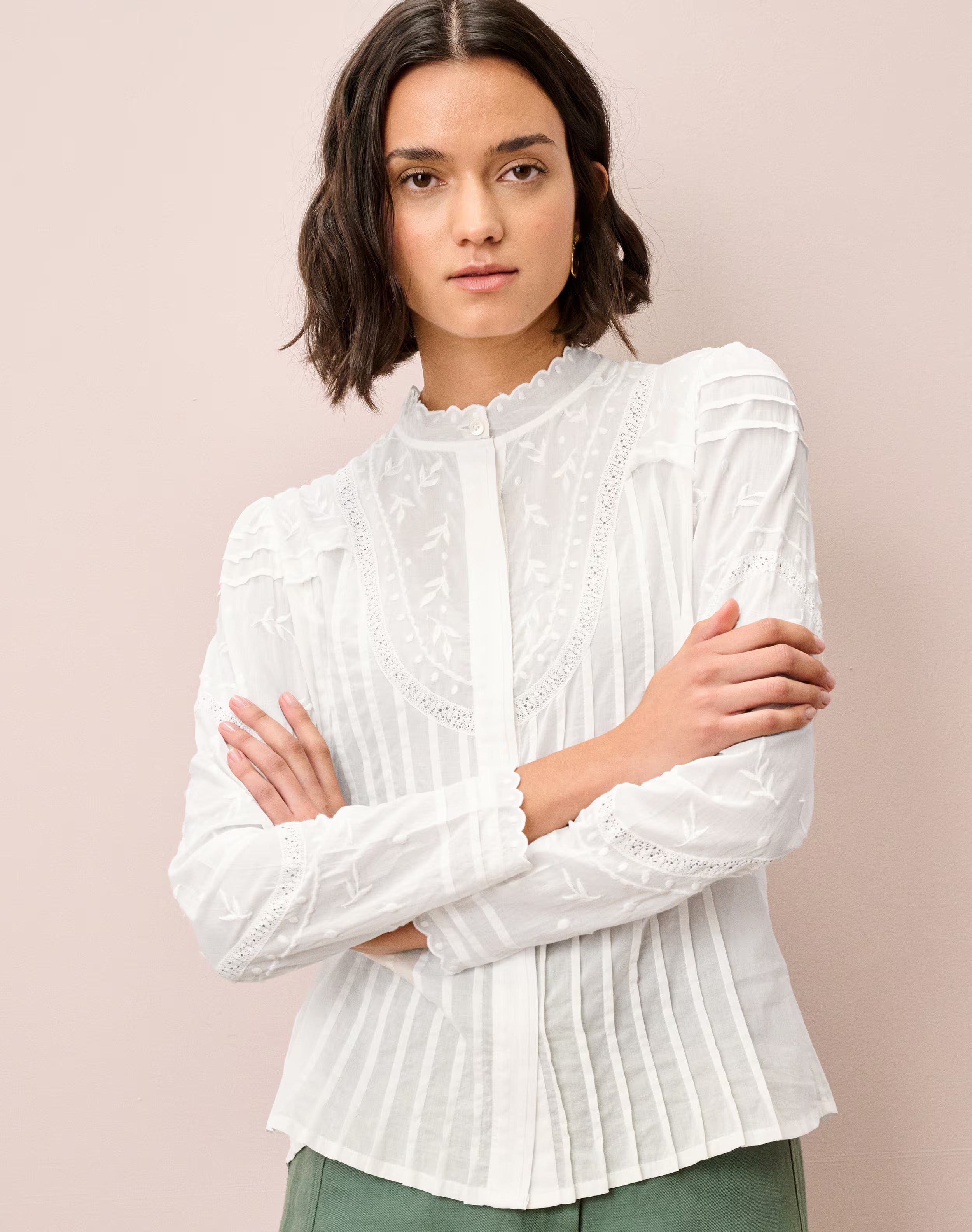 Brora Organic Cotton Embroidered Blouse