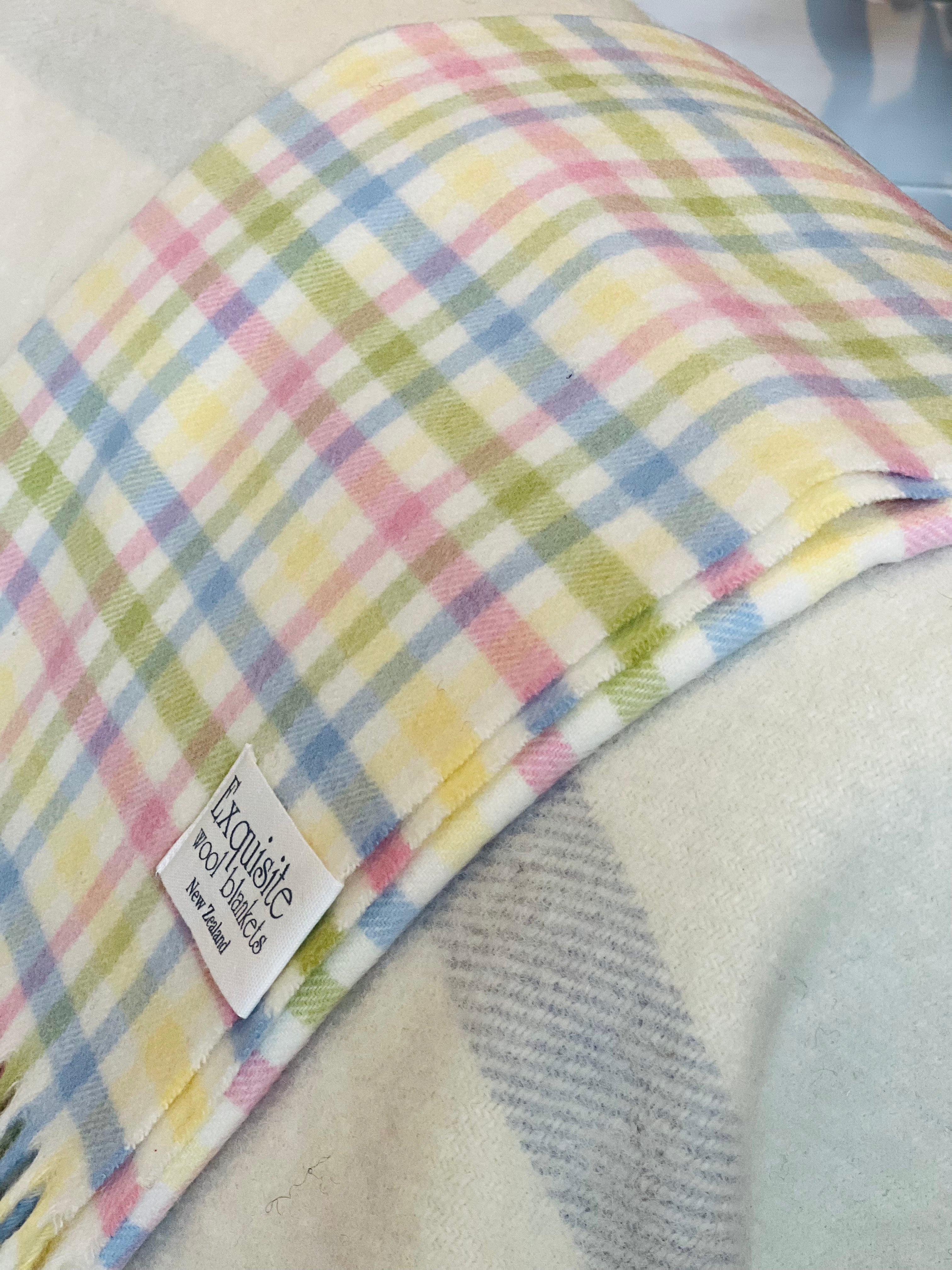 Gingham 100% Merino Baby Blanket