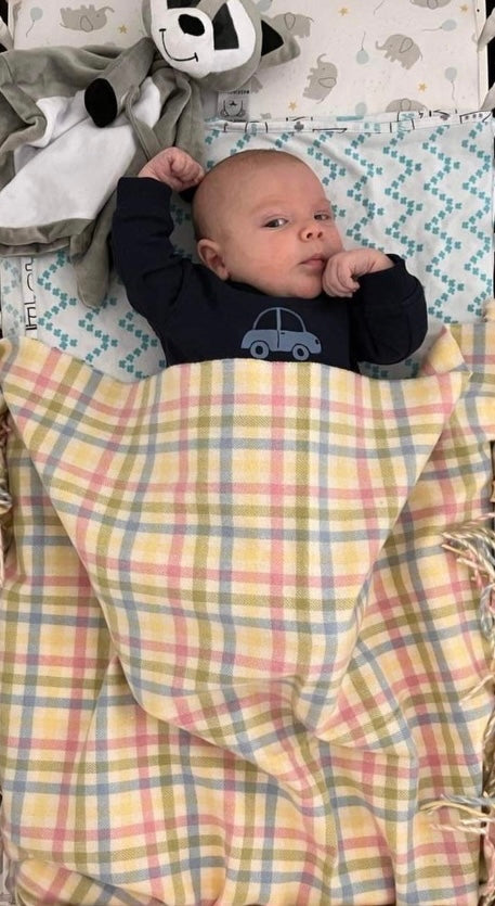 Gingham 100% Merino Baby Blanket