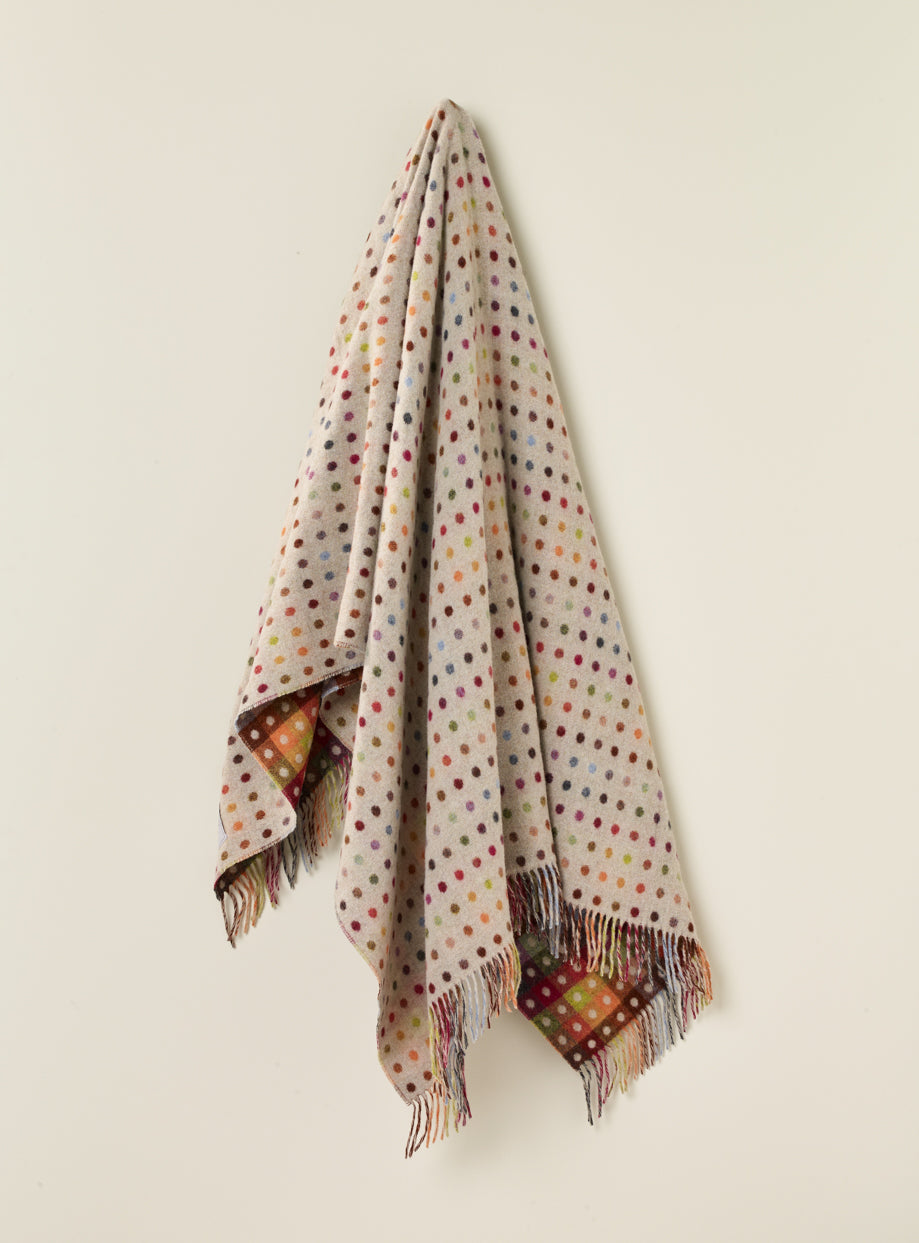 Multi Spot Beige 100% Merino Throw - Exquisite Wool Traders