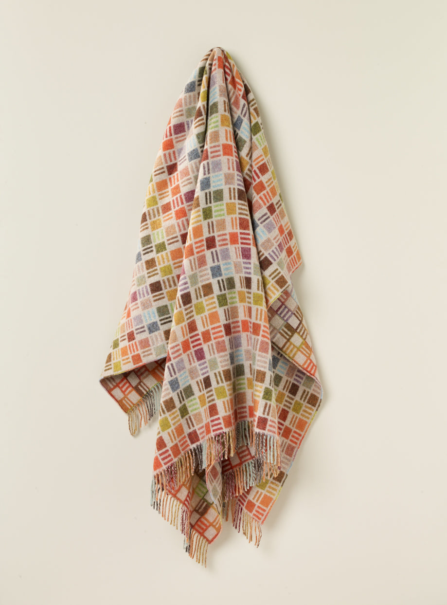 Ribbon Multi 100% Beige Merino Throw - Exquisite Wool Traders