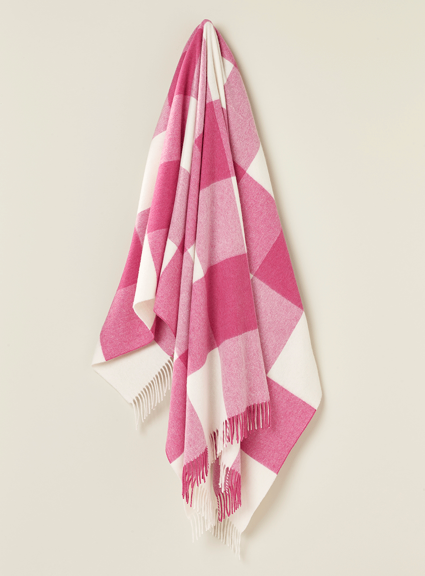 Checkboard Pink Merino 100% Merino Throw – Exquisite Wool Traders