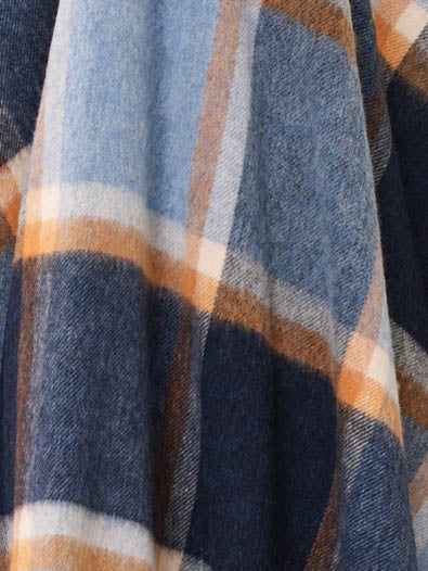 Windowpane Blue & Orange 100% Merino Throw