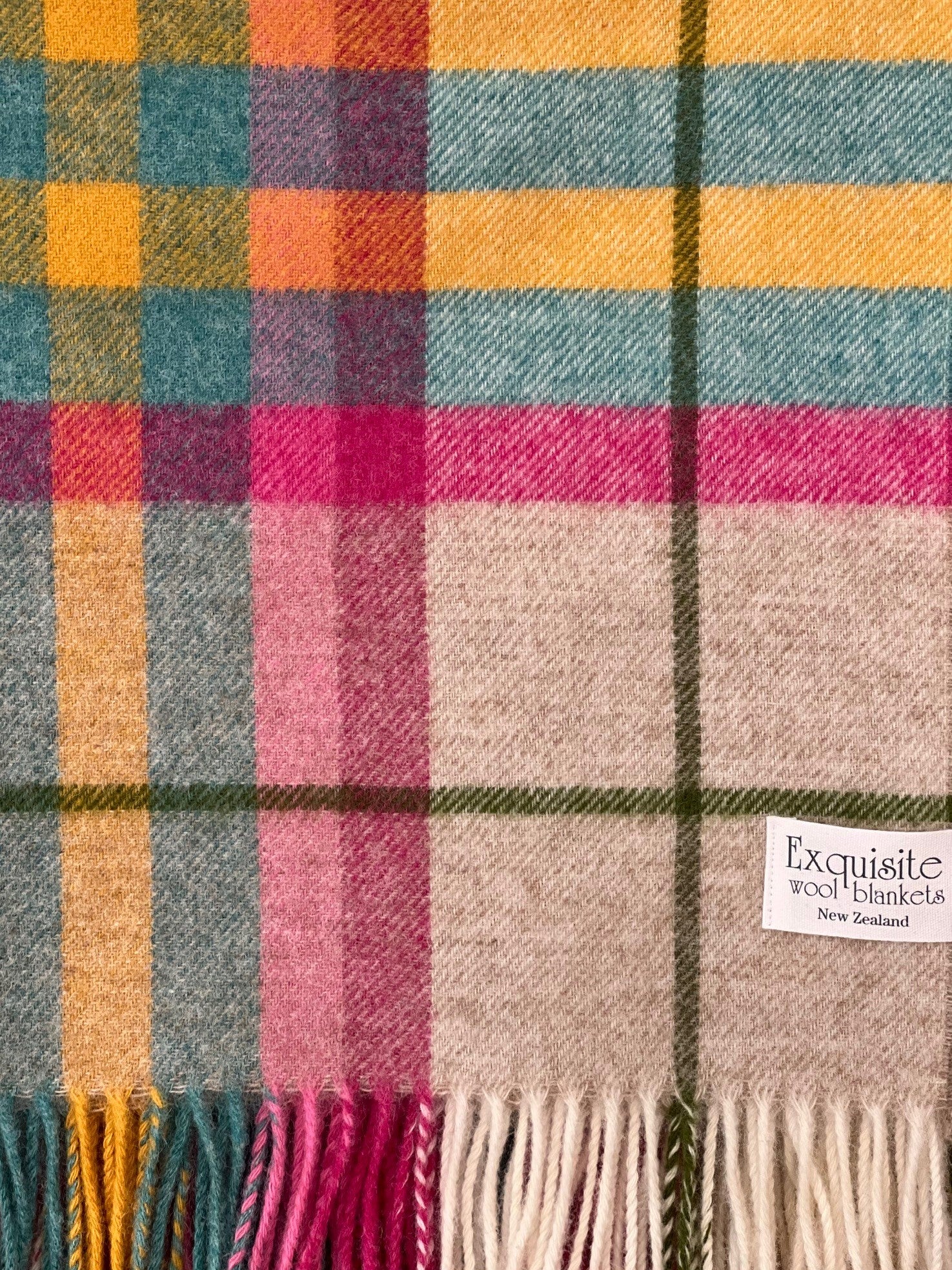 Falmouth Ivory & Pink 100% Wool Throw