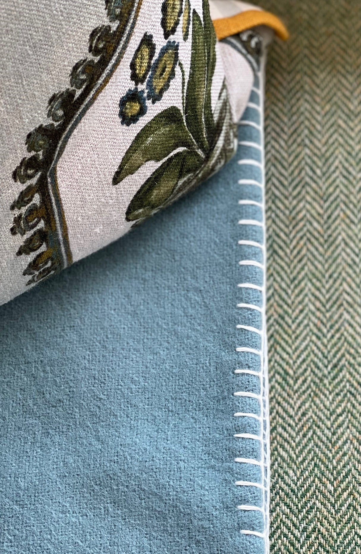Pale Sea, NZ Wool, Blanket Stitch Throw