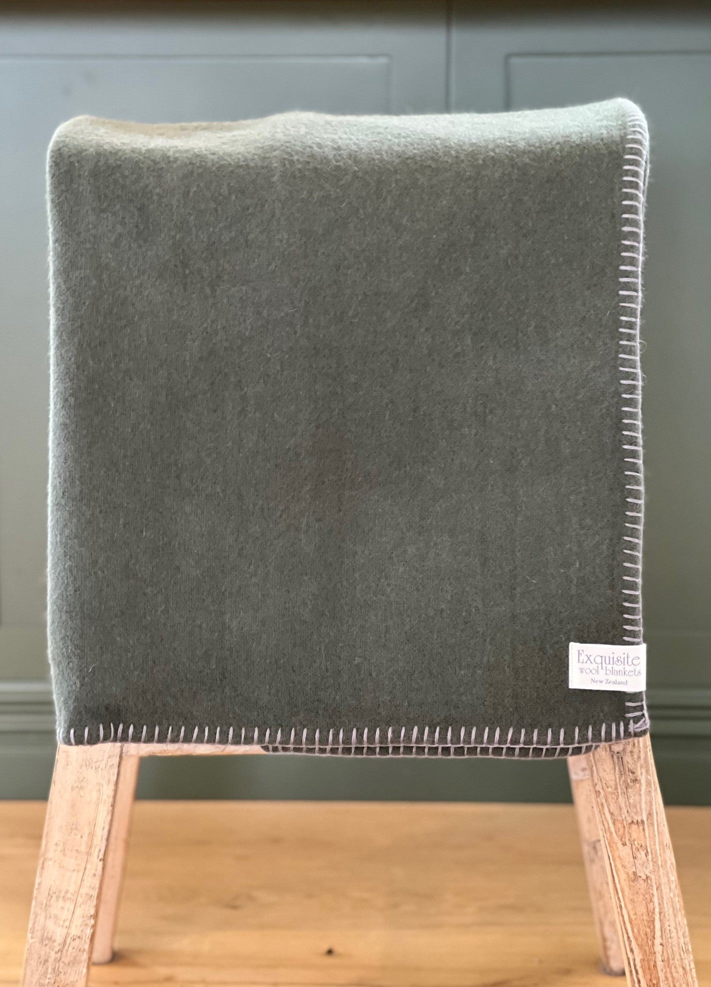 Forest Green, NZ Wool, Blanket Stitch Throw
