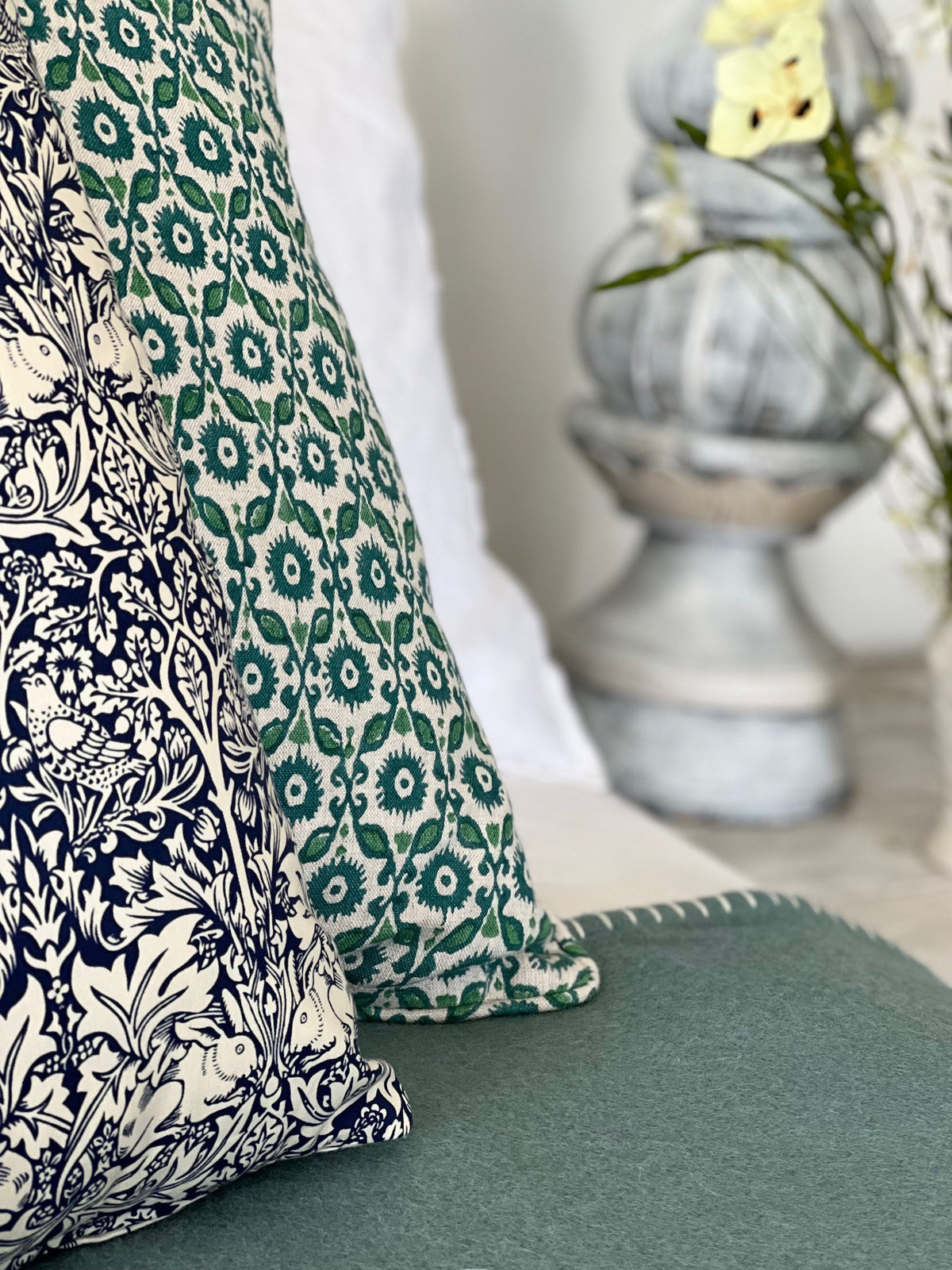 Pale Sea NZ Wool Blanket Stitch Throw - Exquisite Wool Traders