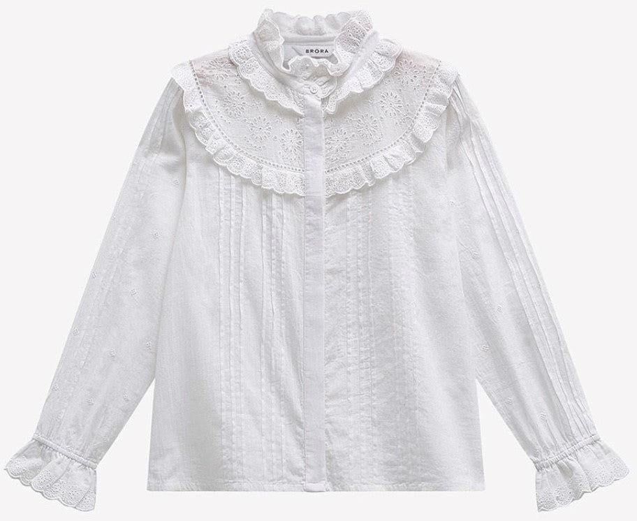 Brora Organic Cotton Broderie Anglaise Shirt
