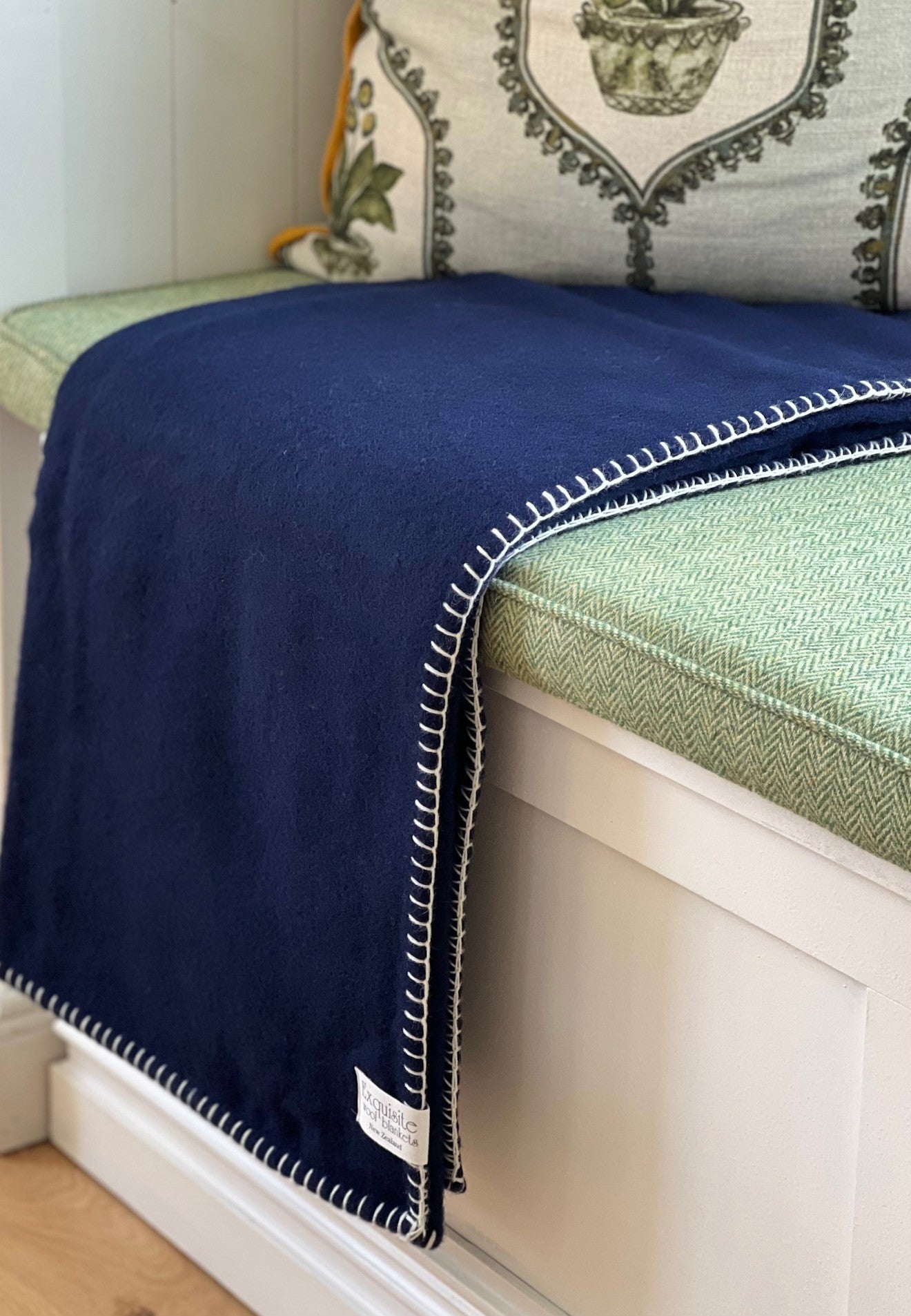 Navy NZ Wool Blanket Stitch Throw – Exquisite Wool Traders