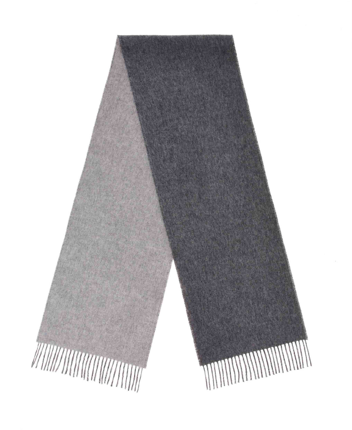 Double Face Mid Grey &amp; Silver 100% Merino Scarf