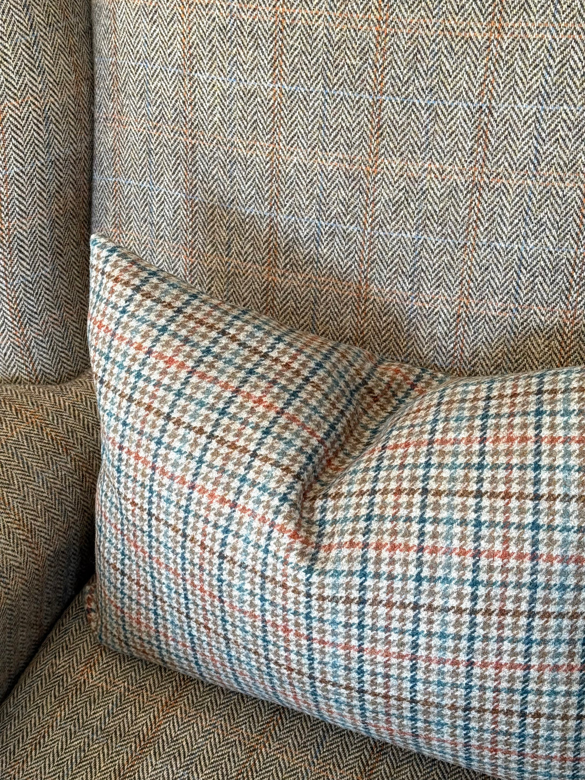 The Heritage Cushion Cover - Aveyard Aqua &amp; Rust