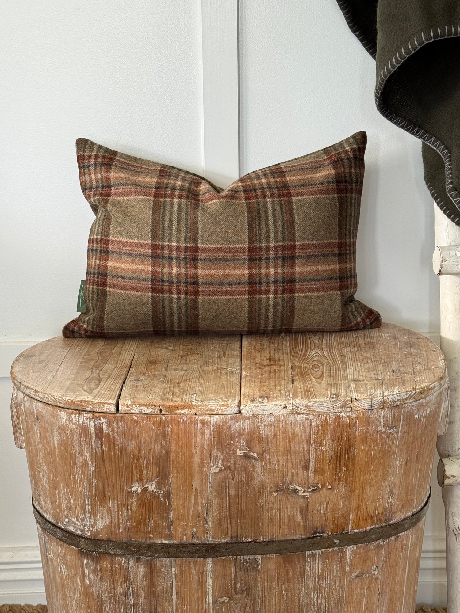 The Heritage Cushion Cover - Coates Sage &amp; Red