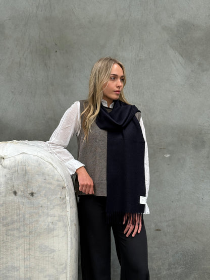 Navy 100% Merino Scarf