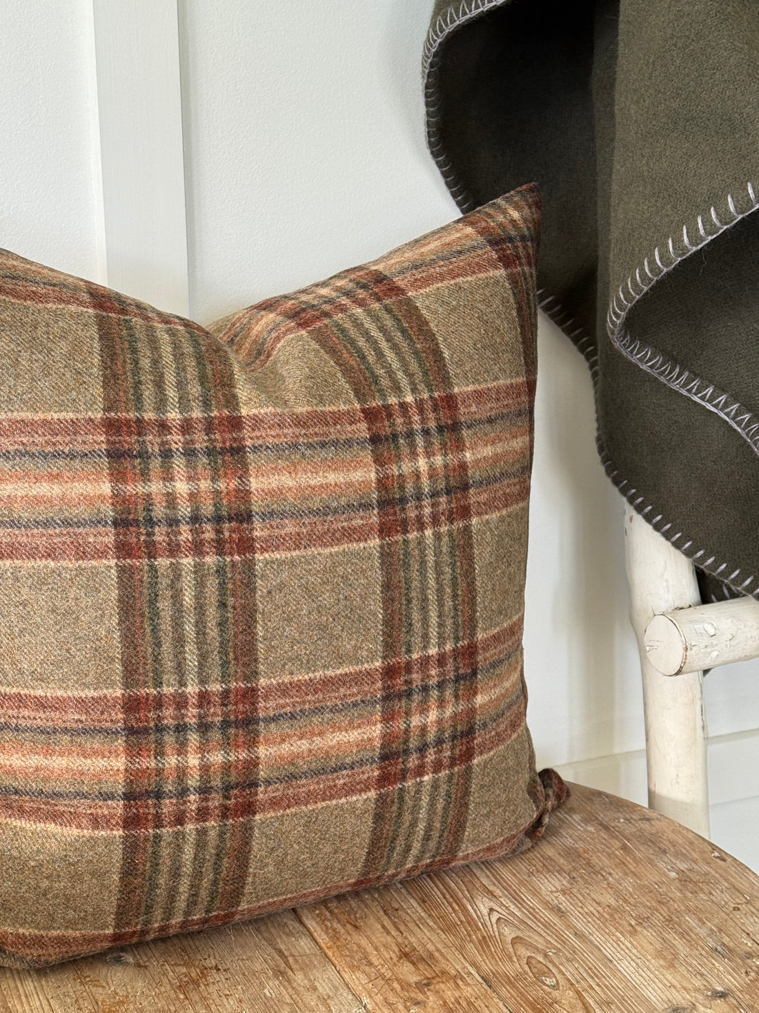 The Heritage Cushion Cover - Coates Sage &amp; Red