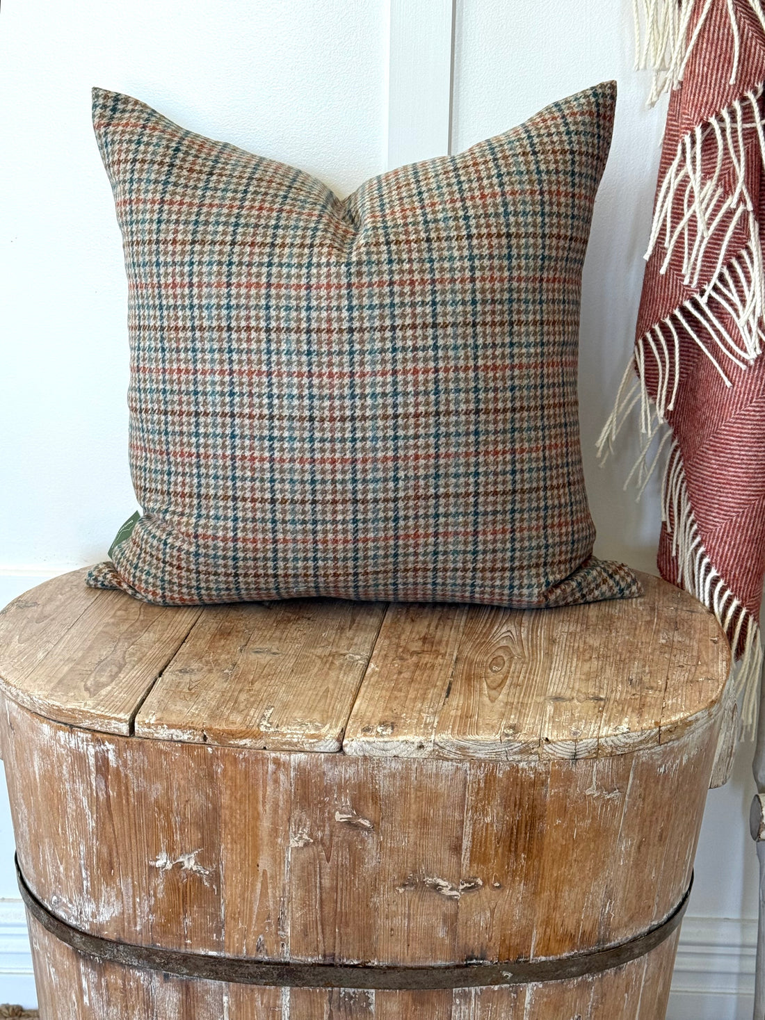 The Heritage Cushion Cover - Aveyard Aqua &amp; Rust