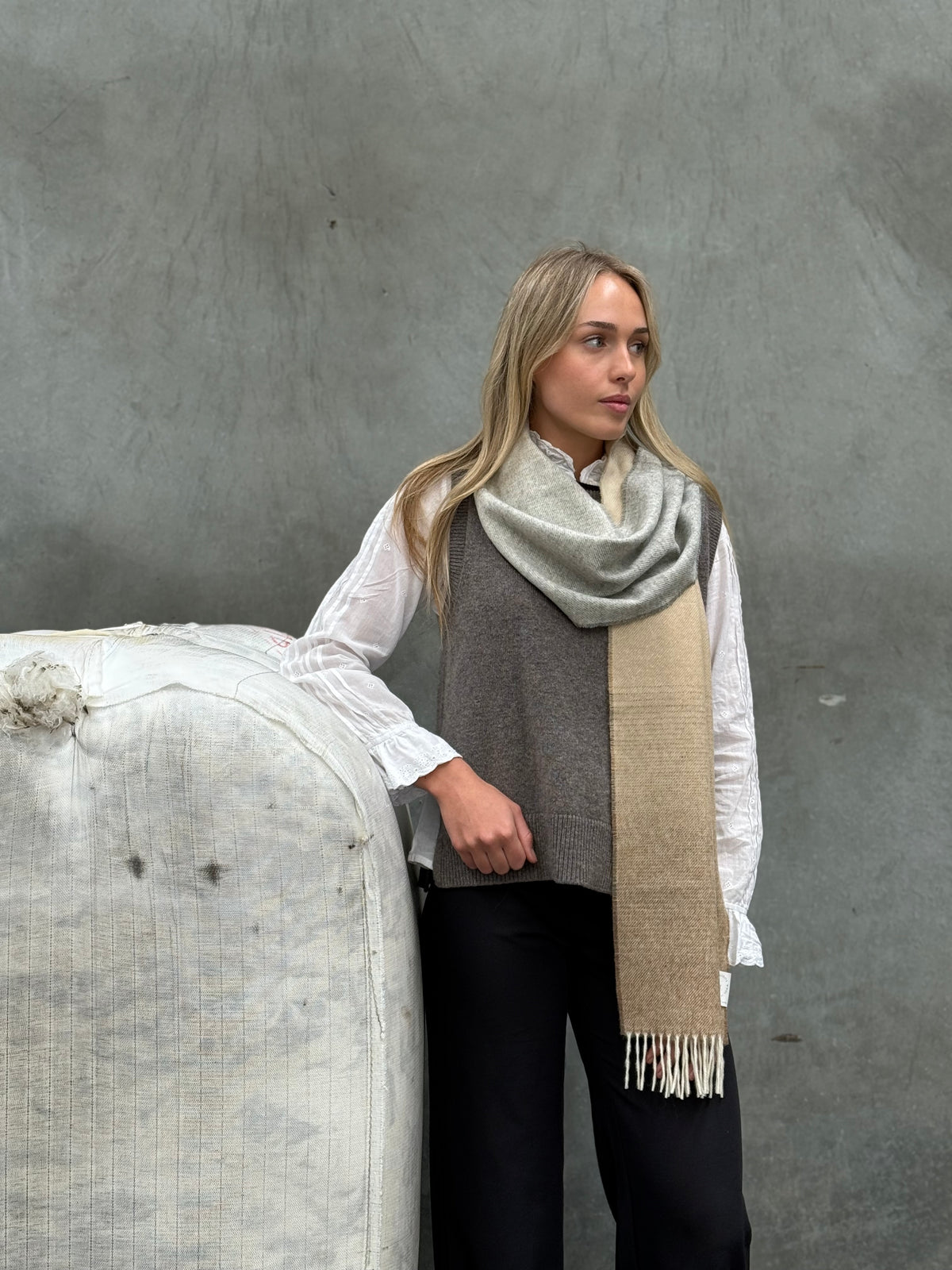 Ombre Natural 100% Merino Scarf