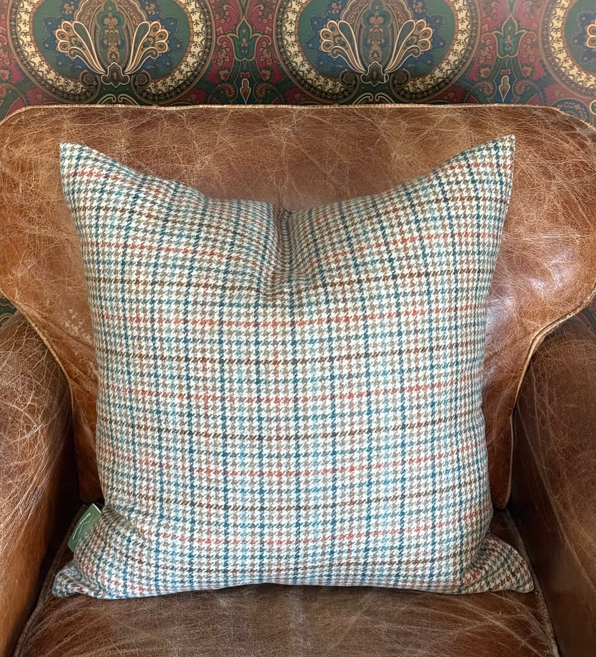 The Heritage Cushion Cover - Aveyard Aqua &amp; Rust