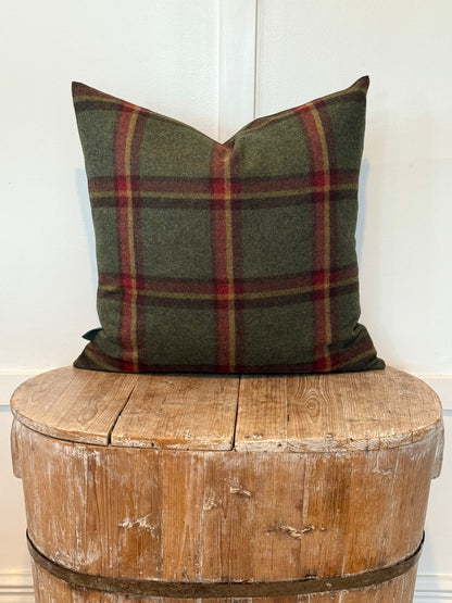 The Heritage Cushion - Windowpane Forest Green