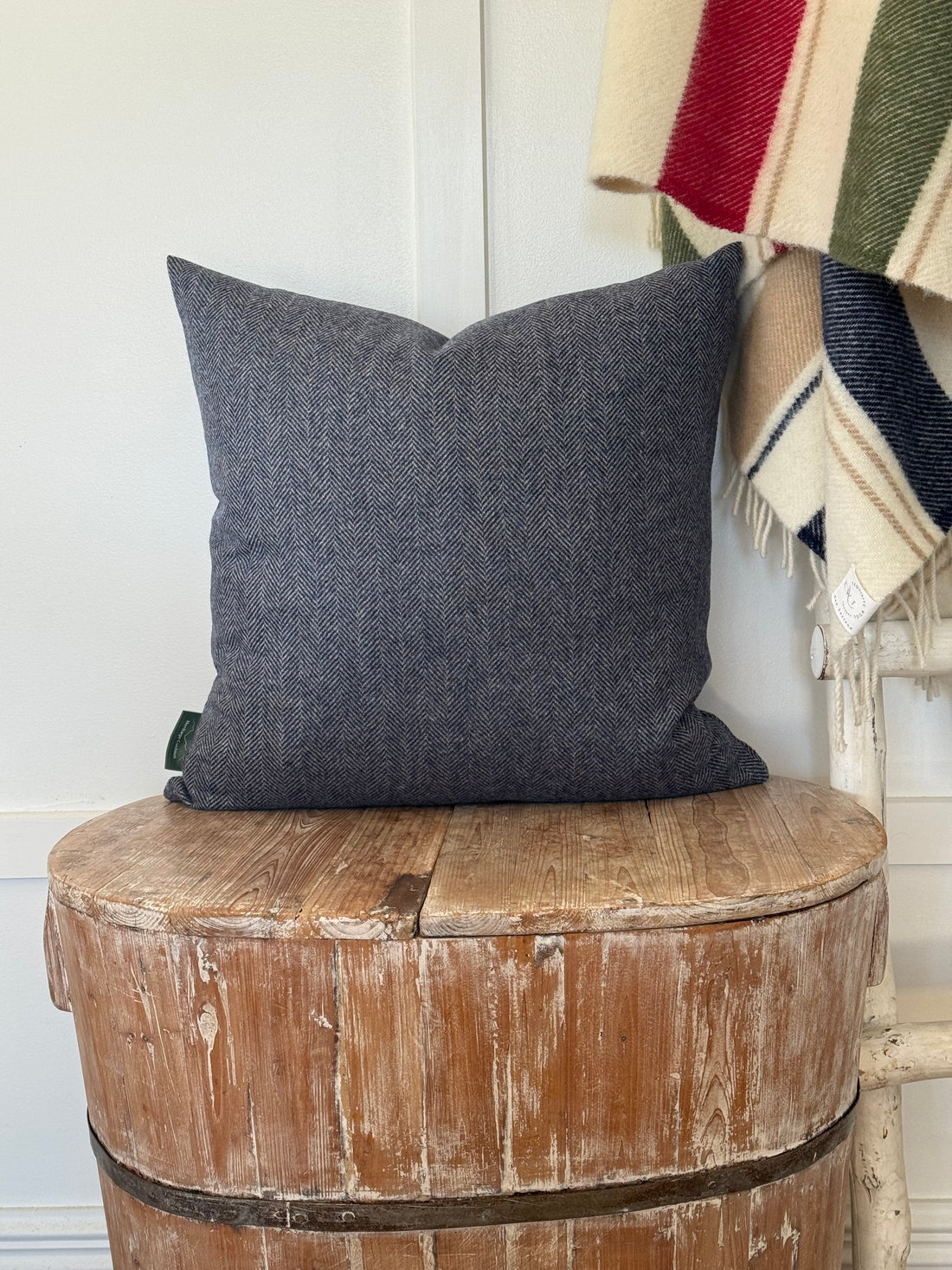 The Heritage Cushion Cover - Herringbone Denim