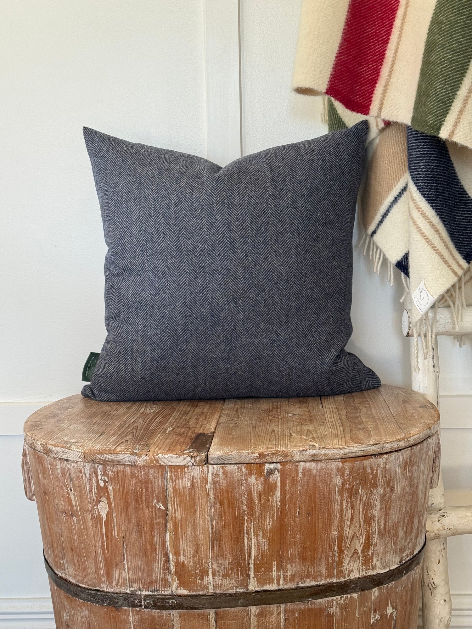 The Heritage Cushion Cover - Herringbone Denim