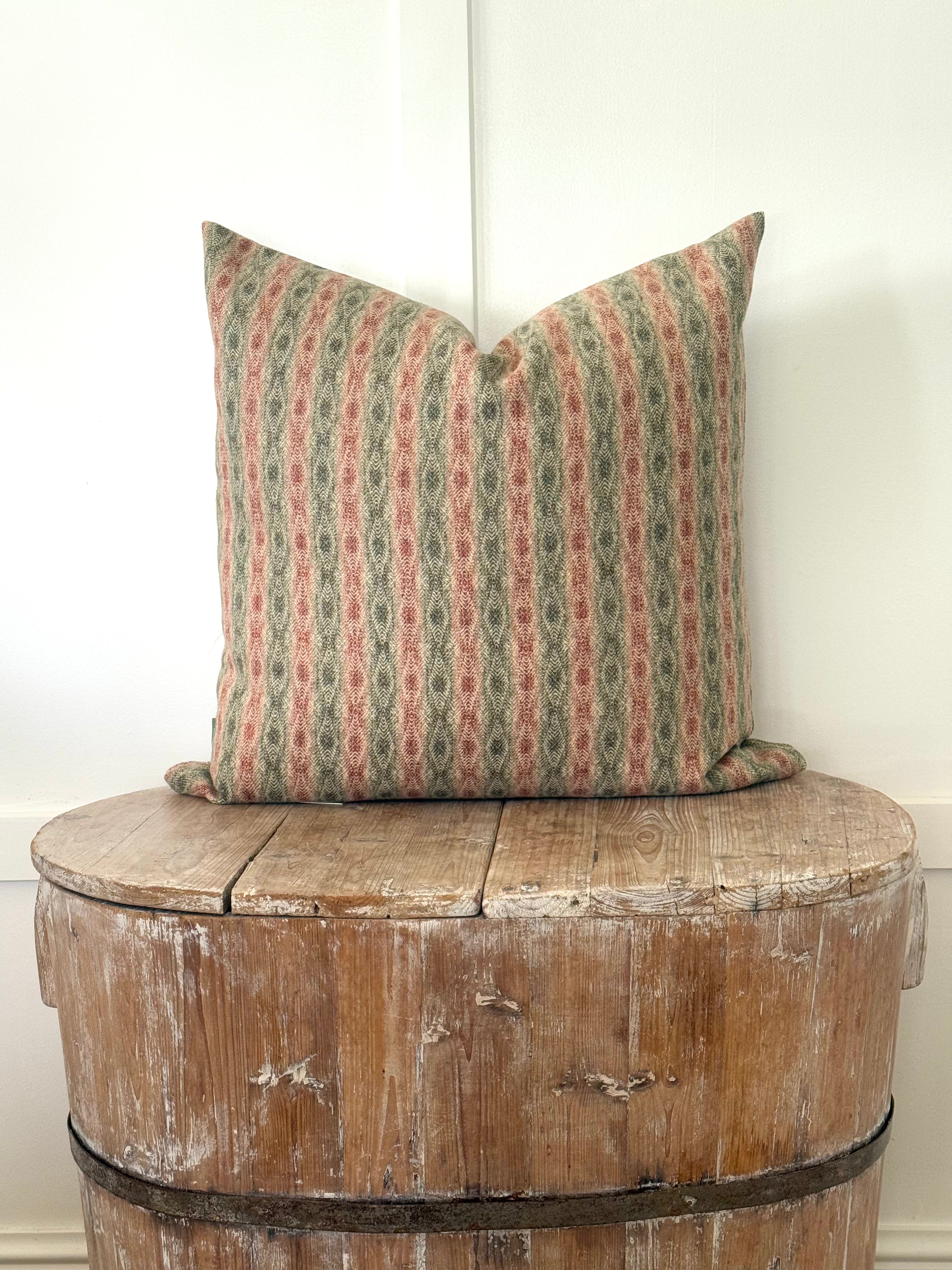 The Heritage Cushion - Netherfield Sage &amp; Red