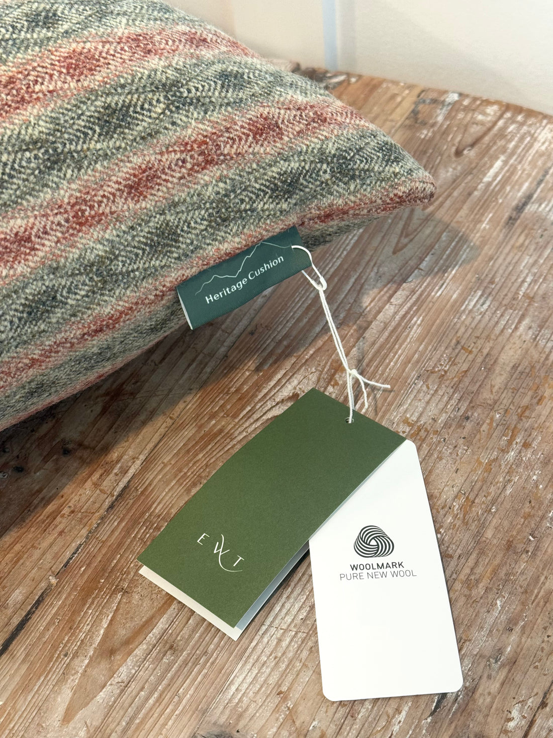 The Heritage Cushion - Netherfield Sage &amp; Red