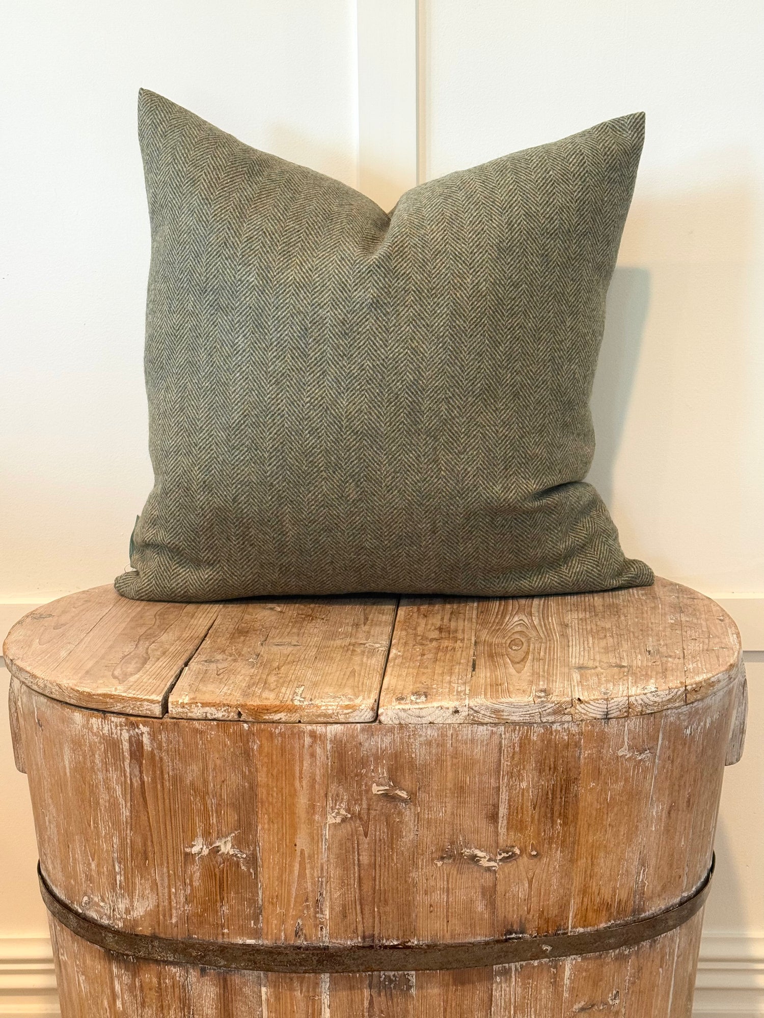 The Heritage Cushion - Herringbone Olive