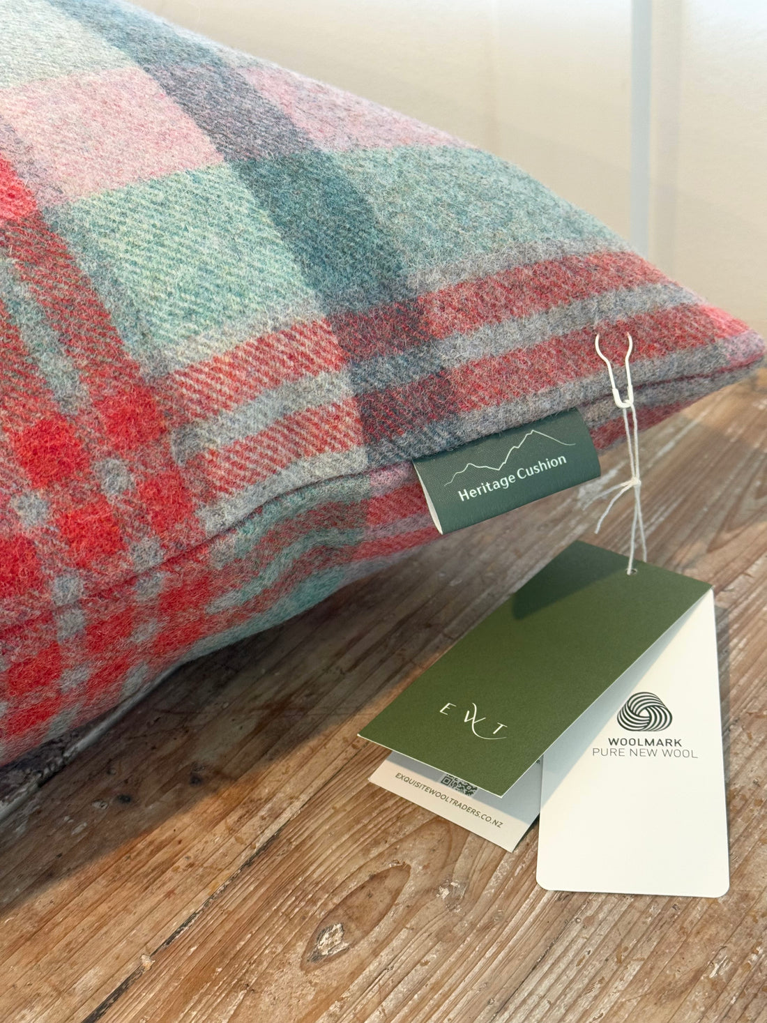 The Heritage Cushion - Melbourne Aqua &amp; Flamingo