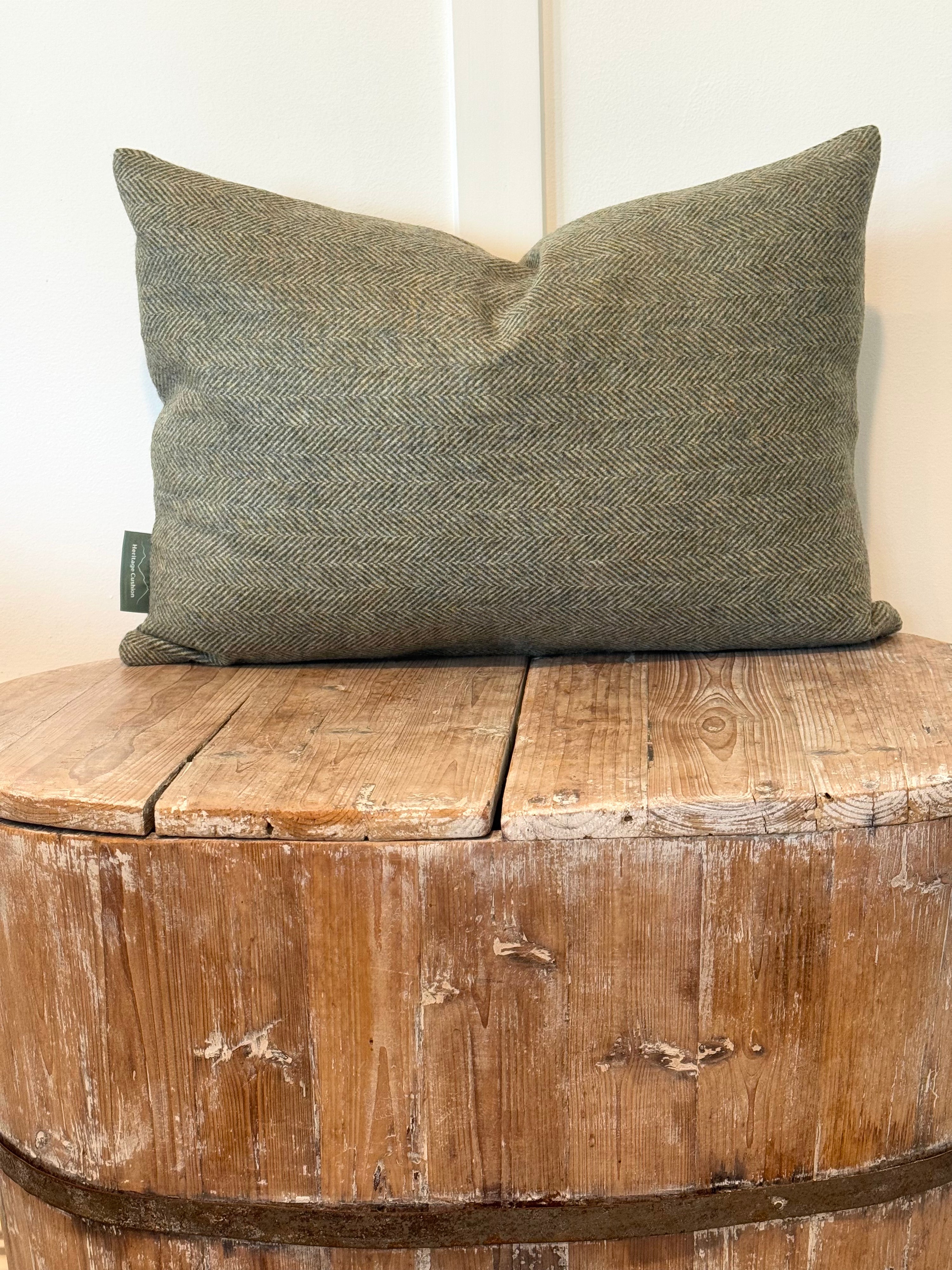 The Heritage Cushion Cover - Herringbone Olive